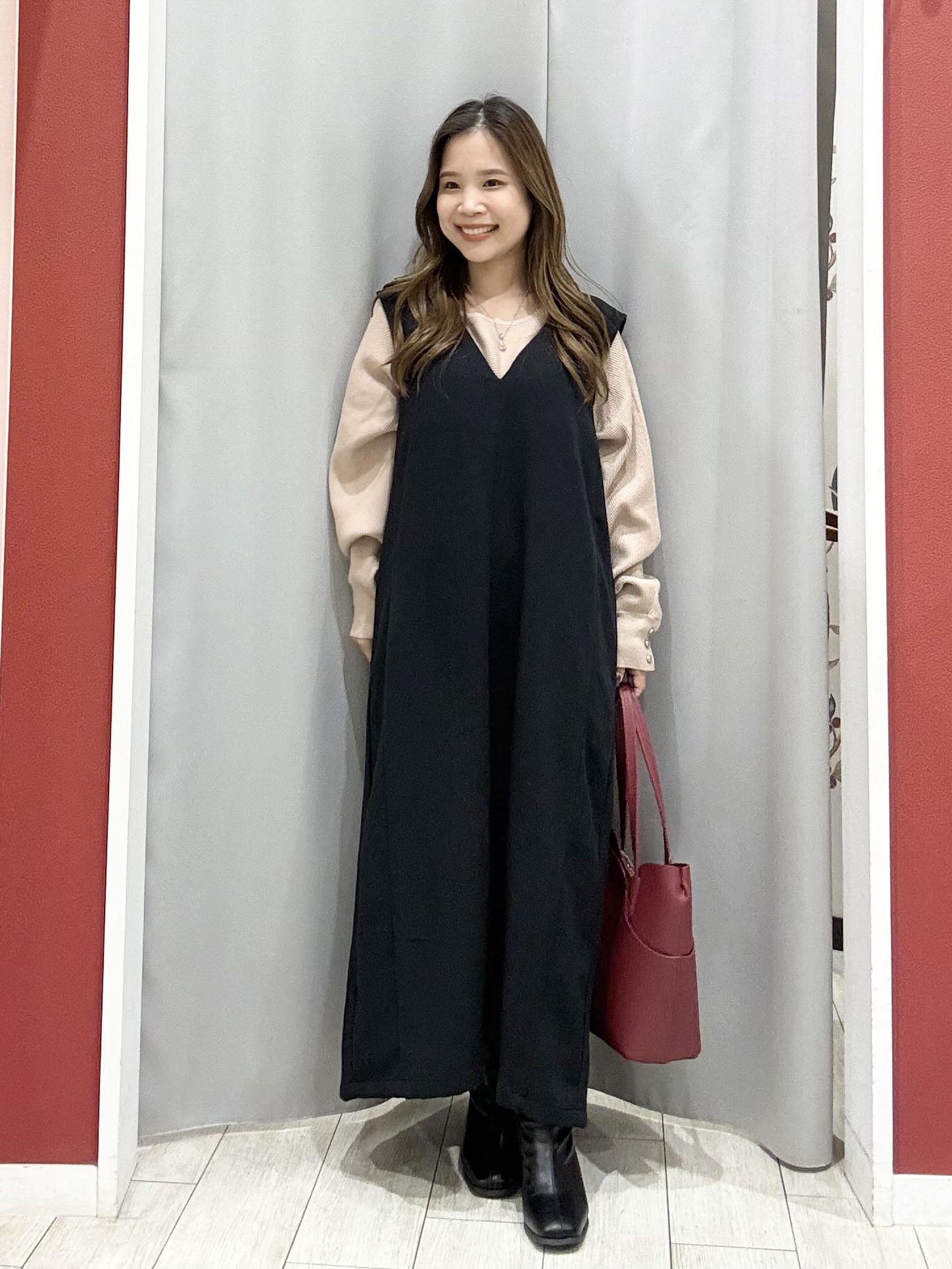 shioさんの「SHOO･LA･RUE｜スクエアトゥ ストレッチショートブーツ」を使ったコーディネート
