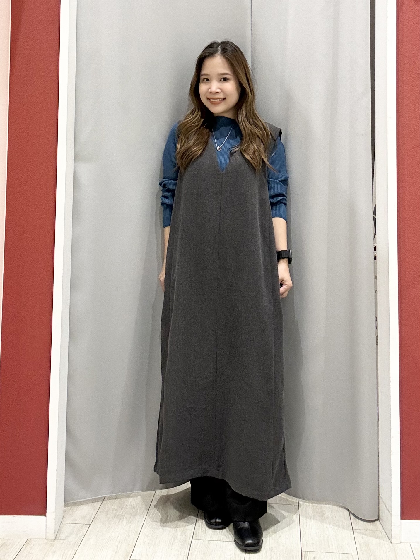 shioさんの「SHOO･LA･RUE｜【絶妙なゆるピタ/S-LL/洗濯機可】ちくちくしにくいリブハイネック やわらかニット」を使ったコーディネート