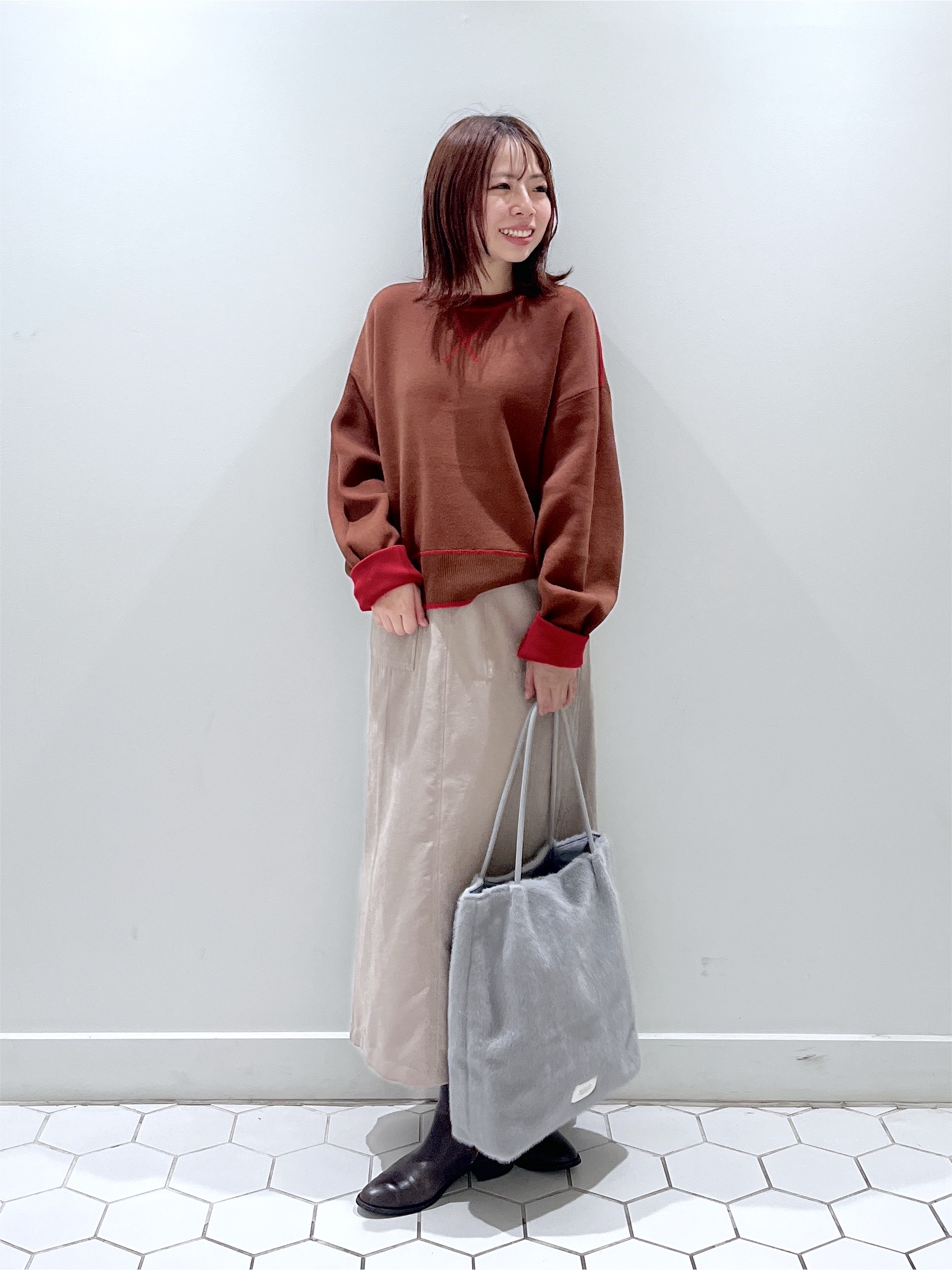 Makinoさんの「Dessin｜【2WAY/洗濯機OK/XS-L】配色リバーシブル コットンジャカード クルーネックニット」を使ったコーディネート