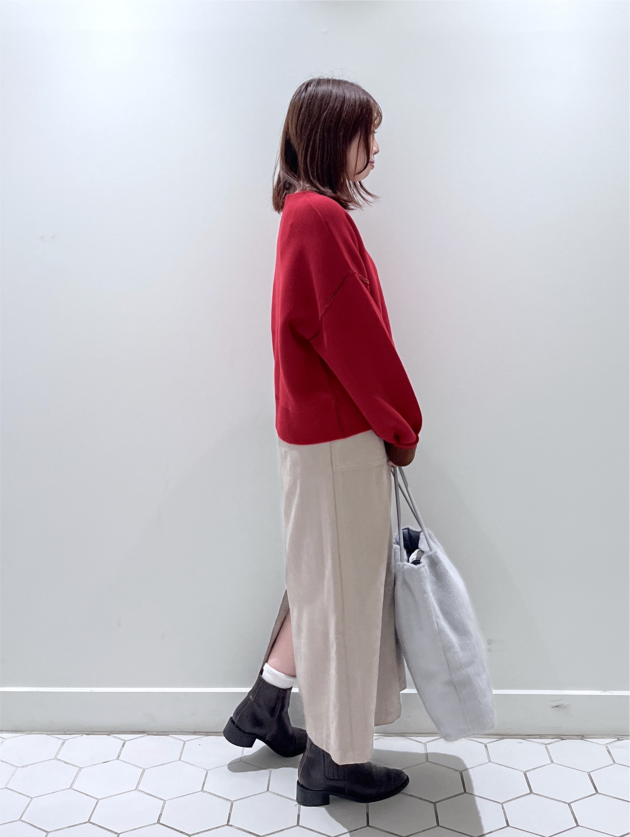 Makinoさんの「Dessin｜【2WAY/洗濯機OK/XS-L】配色リバーシブル コットンジャカード クルーネックニット」を使ったコーディネート