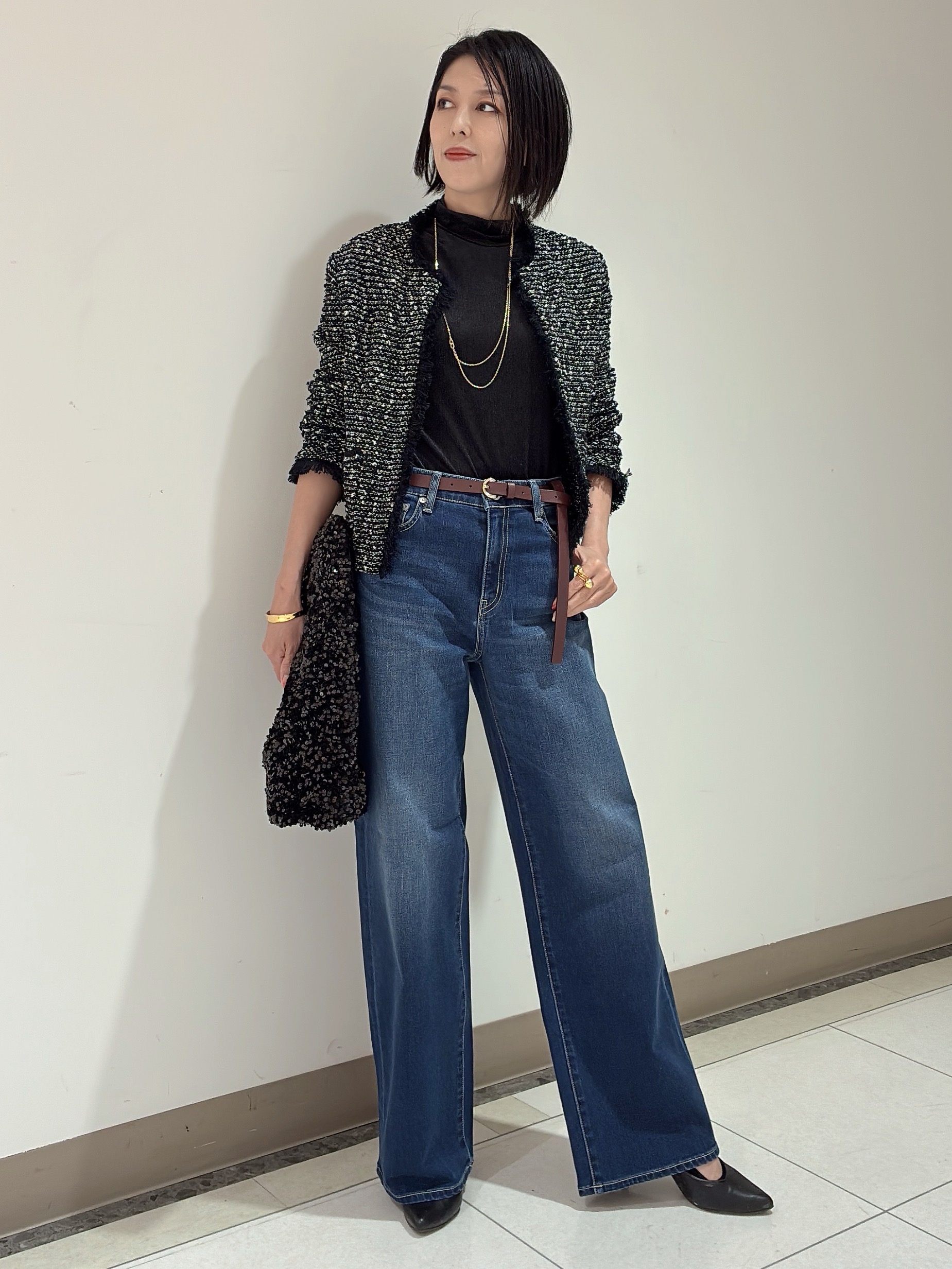 環さんの「UNTITLED｜【ジャケットライク/秋羽織り】ファンシーヤーンツイードニットカーディガン」を使ったコーディネート