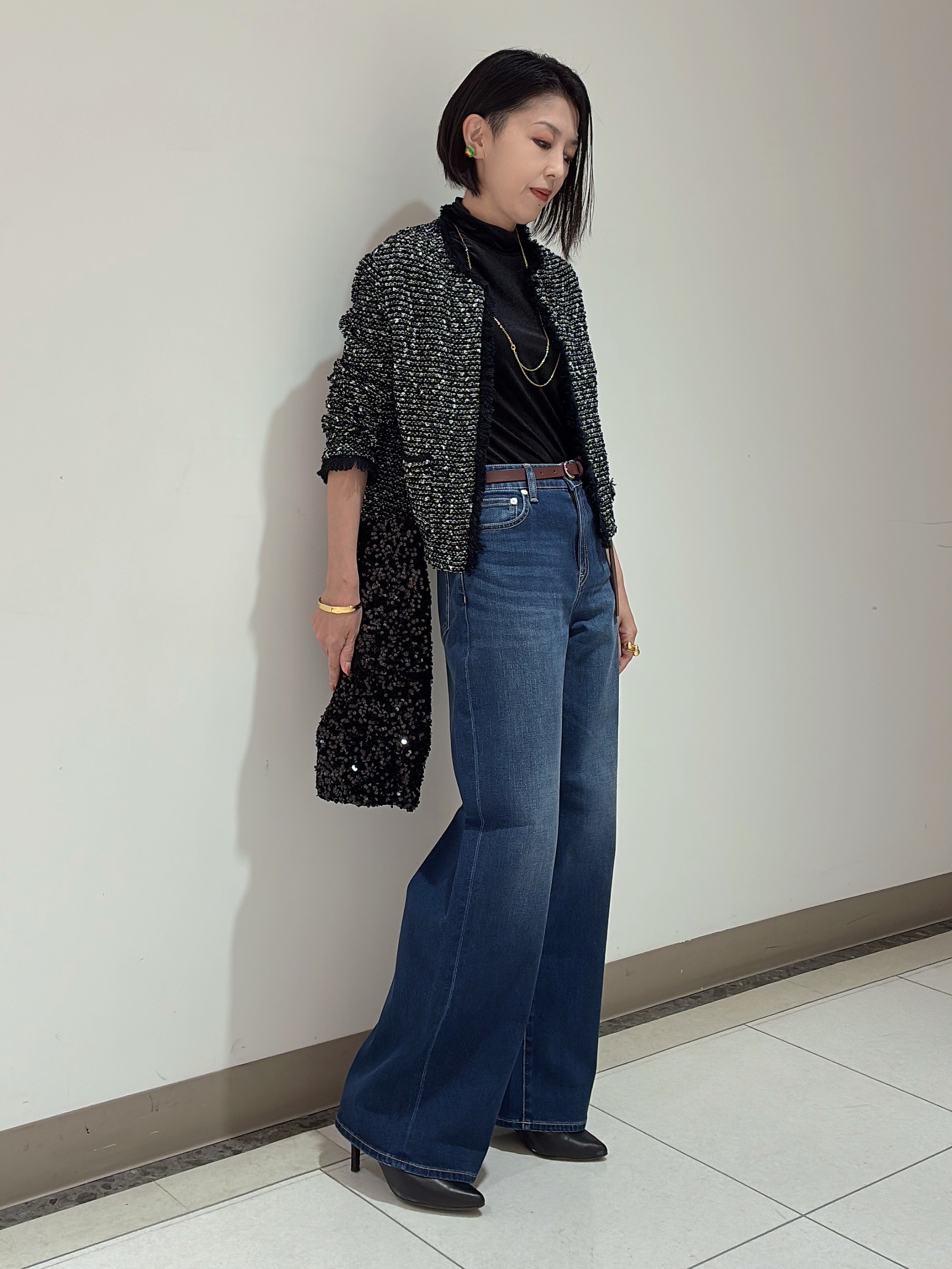 環さんの「UNTITLED｜【ジャケットライク/秋羽織り】ファンシーヤーンツイードニットカーディガン」を使ったコーディネート