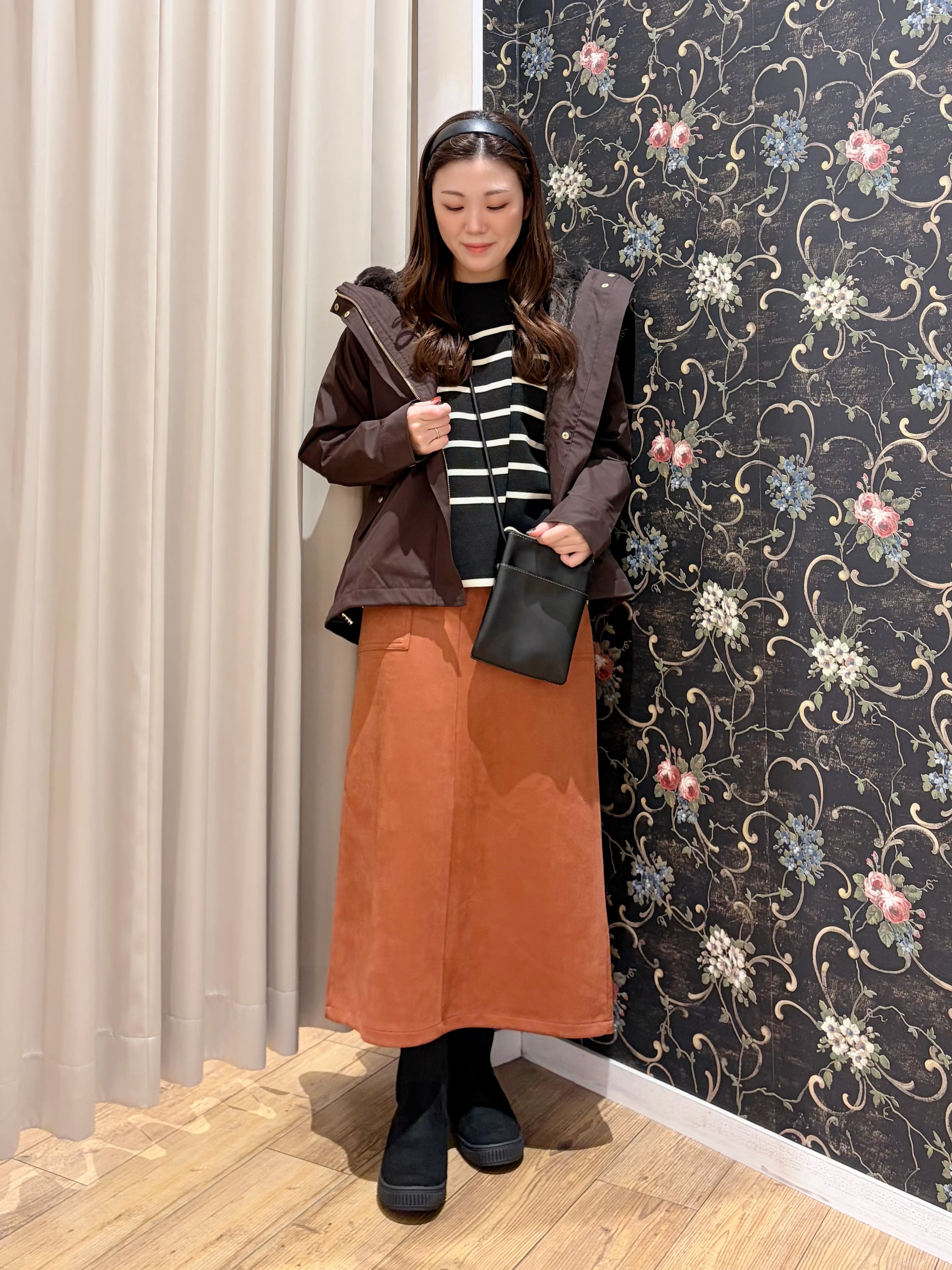 おうめさんの「SHOO･LA･RUE｜【洗濯機可/撥水/マルチWAY】ファーライナー付き 毎日欲張りマンパ」を使ったコーディネート