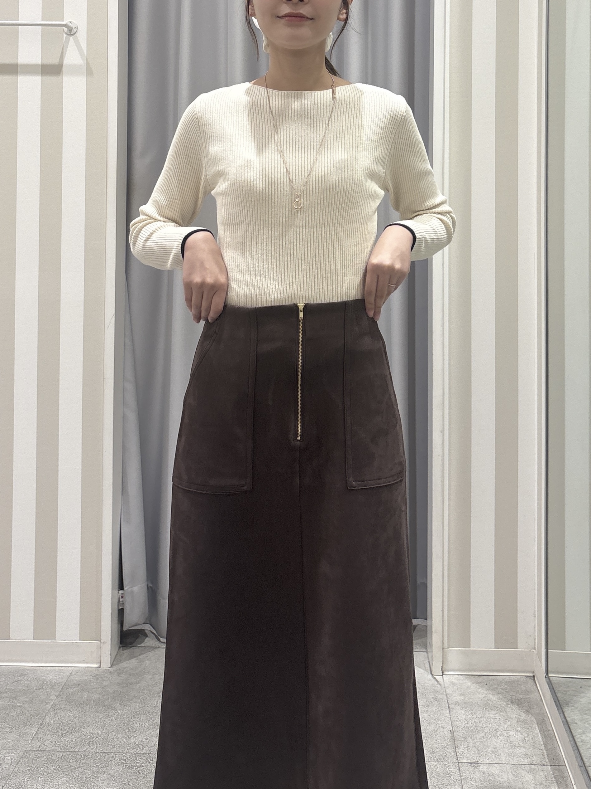 Rikaさんの「SHOO･LA･RUE｜【S-LL/洗濯機可/静電気防止】もちもち配色ダブルフェイスカーディガン」を使ったコーディネート