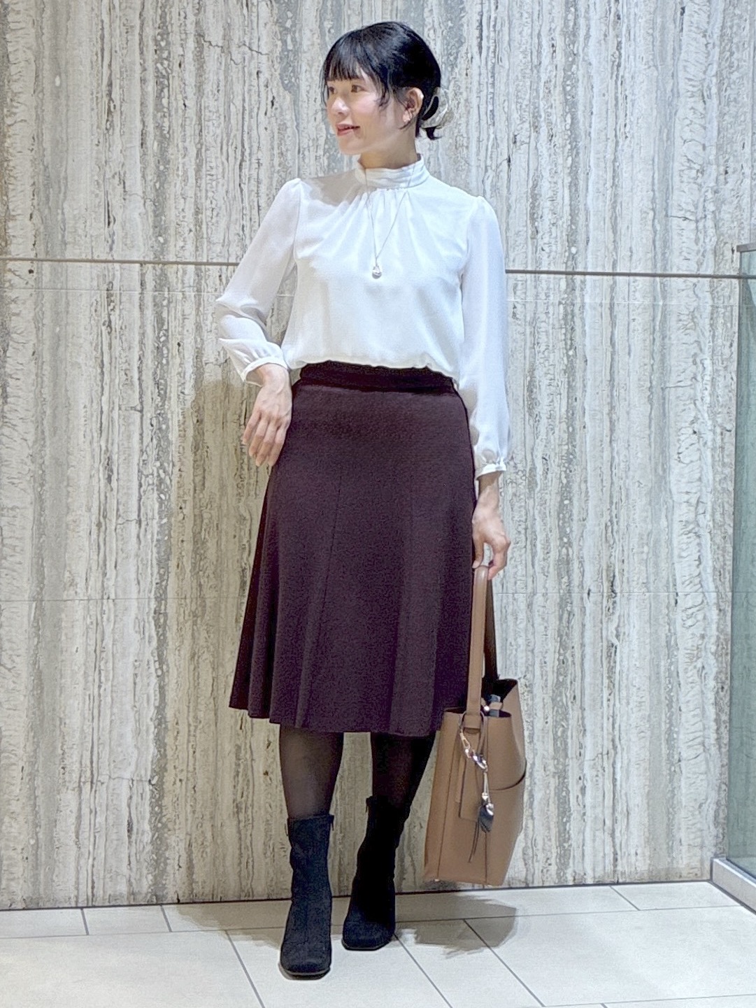  beni_gingerさんの「Reflect｜【SS-4Lサイズ／通勤／セレモニー】プチハイネック シフォンブラウス」を使ったコーディネート