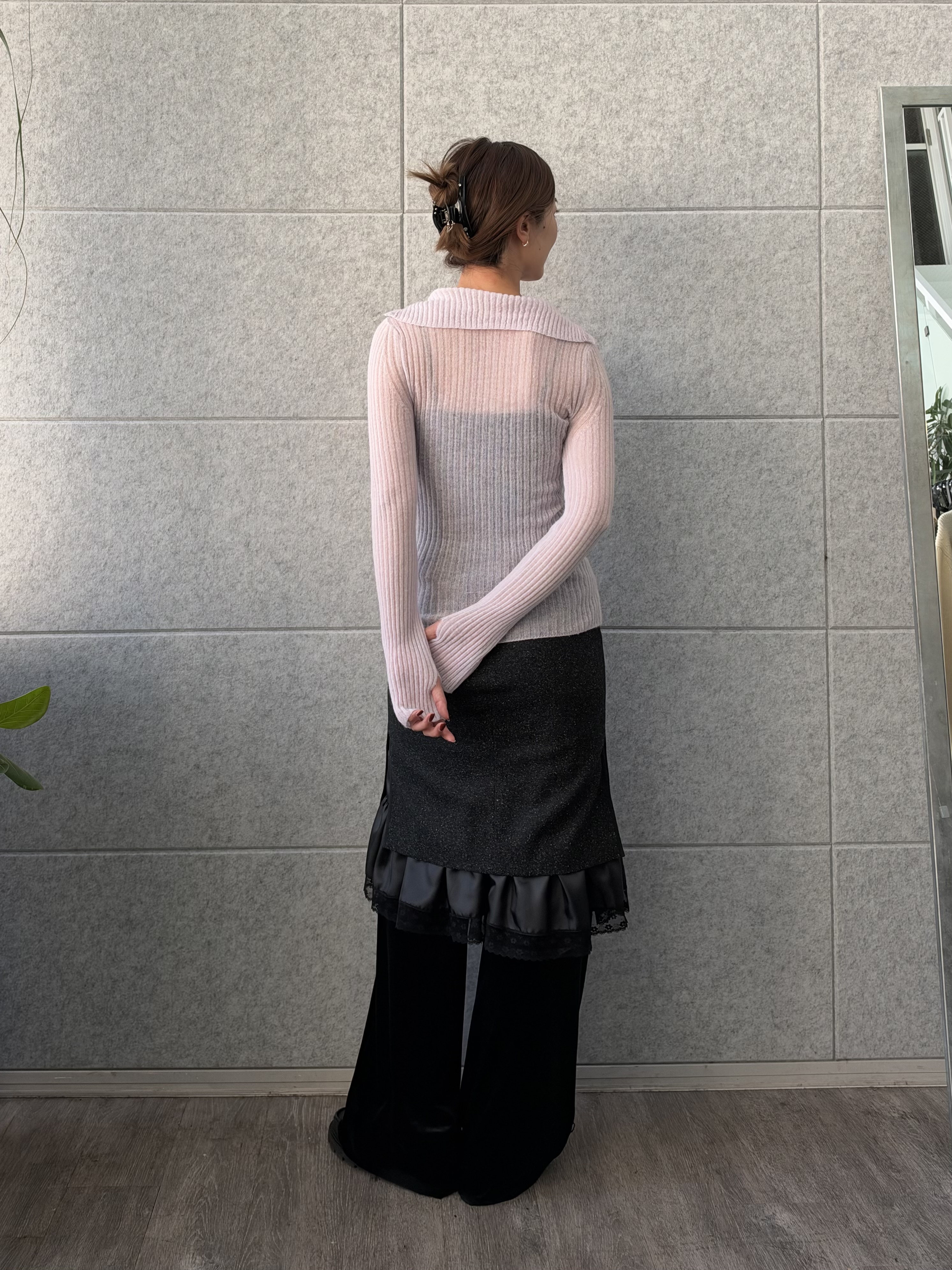uchi__yamaさんの「CODE A｜sheer mohair rib cardigan」を使ったコーディネート
