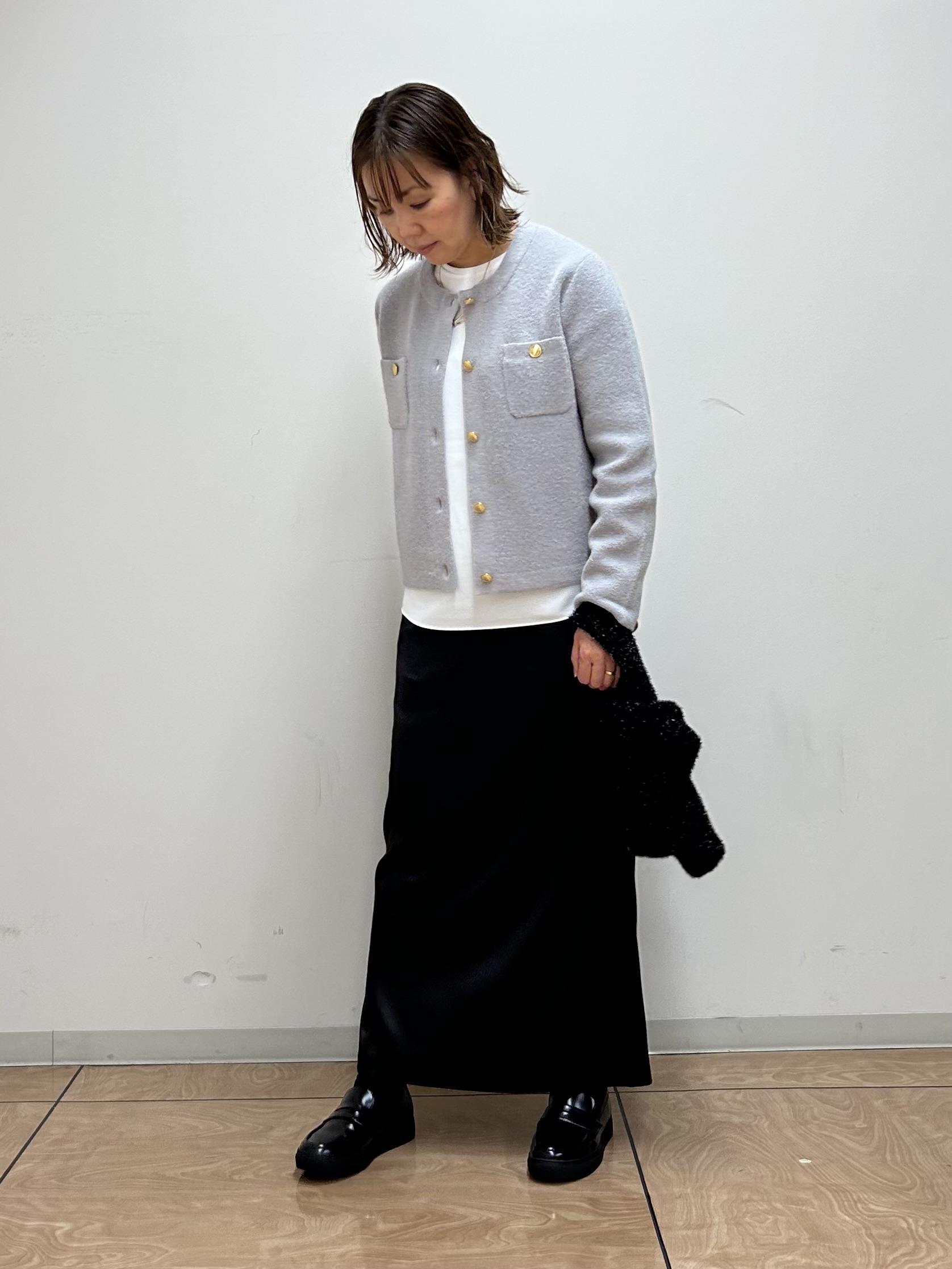 mariさんの「INDIVI｜【軽やか】ブークレニットジャケット」を使ったコーディネート