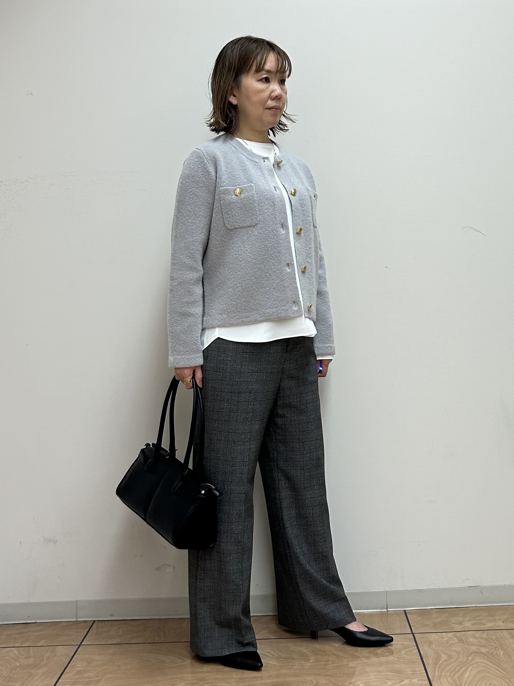 mariさんの「INDIVI｜【軽やか】ブークレニットジャケット」を使ったコーディネート