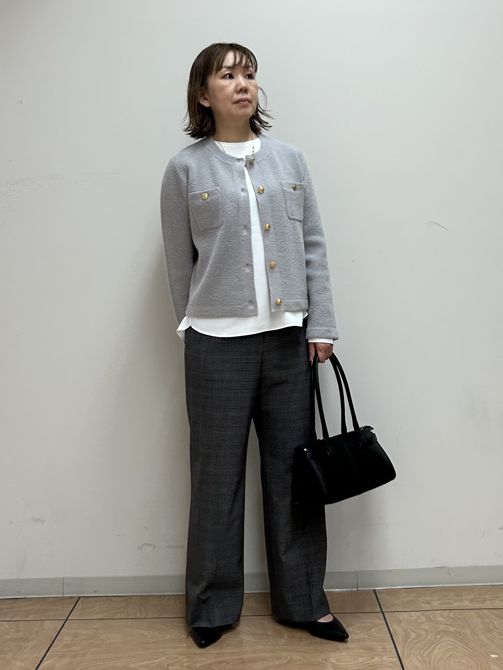 mariさんの「INDIVI｜【軽やか】ブークレニットジャケット」を使ったコーディネート