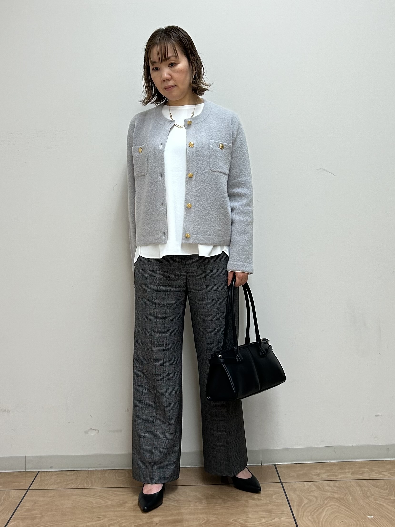 mariさんの「INDIVI｜【軽やか】ブークレニットジャケット」を使ったコーディネート