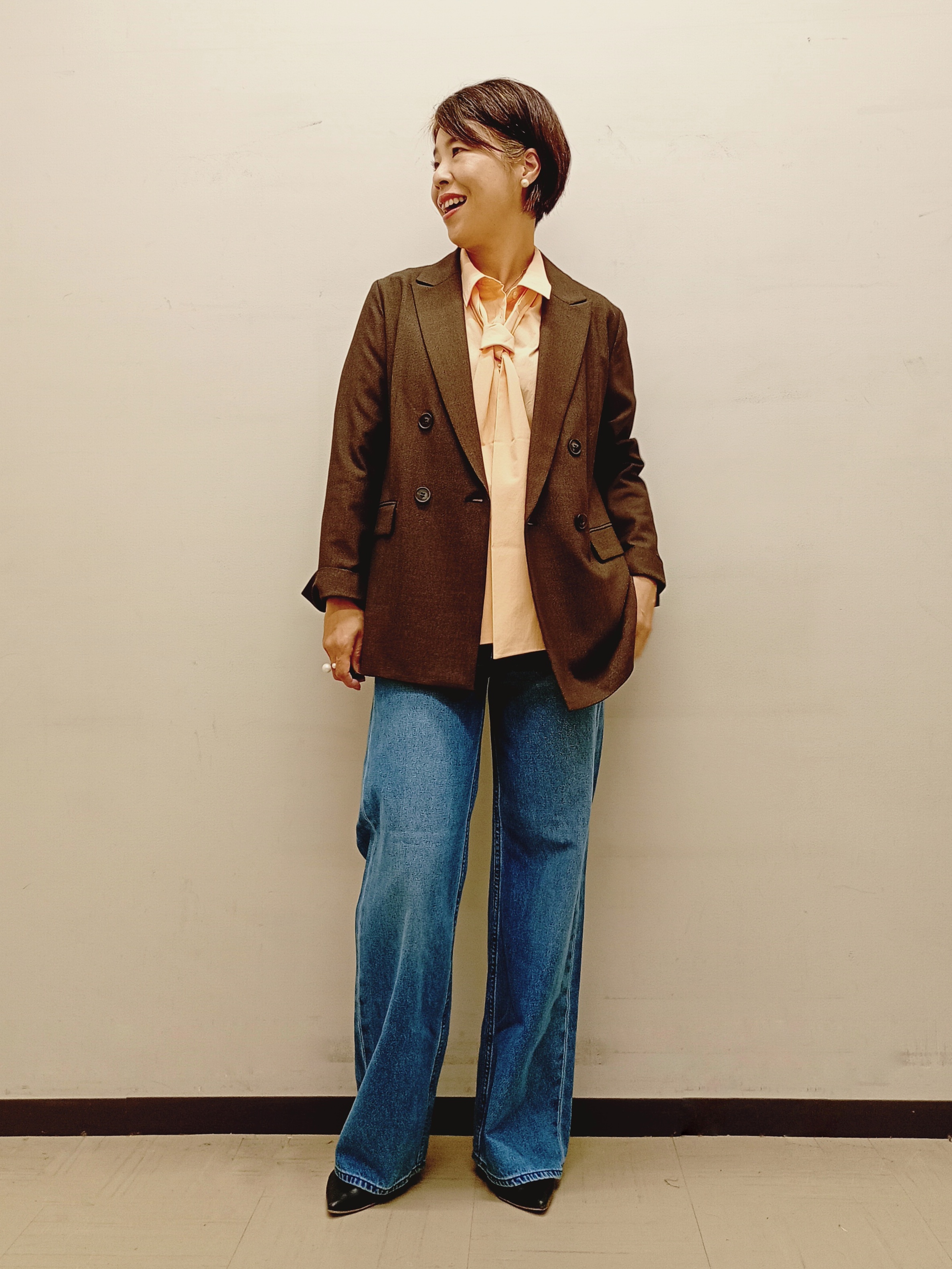 Kさんの「INDIVI｜【洗濯機OK／ストレッチ◎】秋はじめのダブルジャケット」を使ったコーディネート