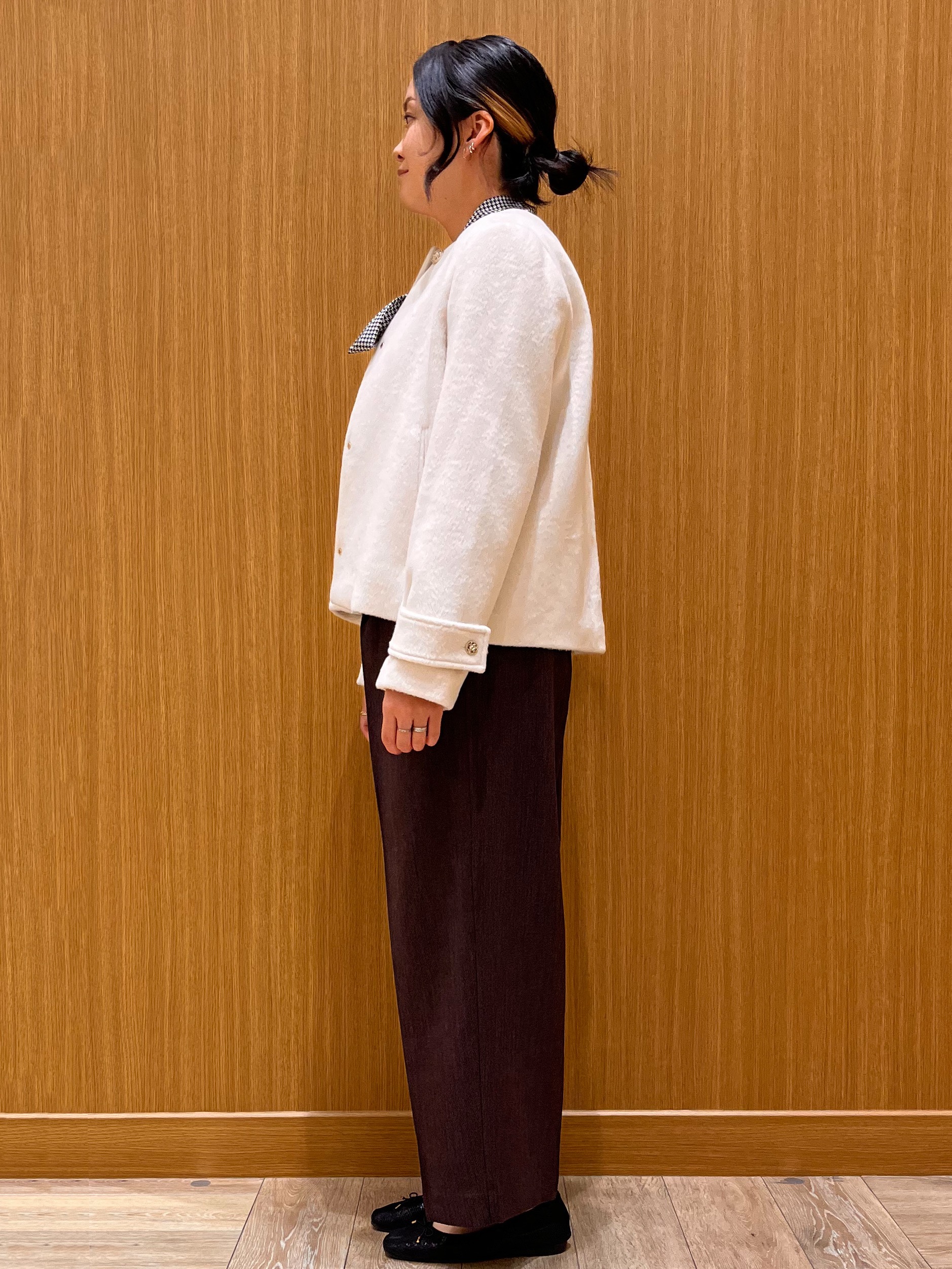 aさんの「OPAQUE.CLIP｜【植草美幸先生が指南する好印象スタイル】カシミヤ混ノーカラーショートコート」を使ったコーディネート