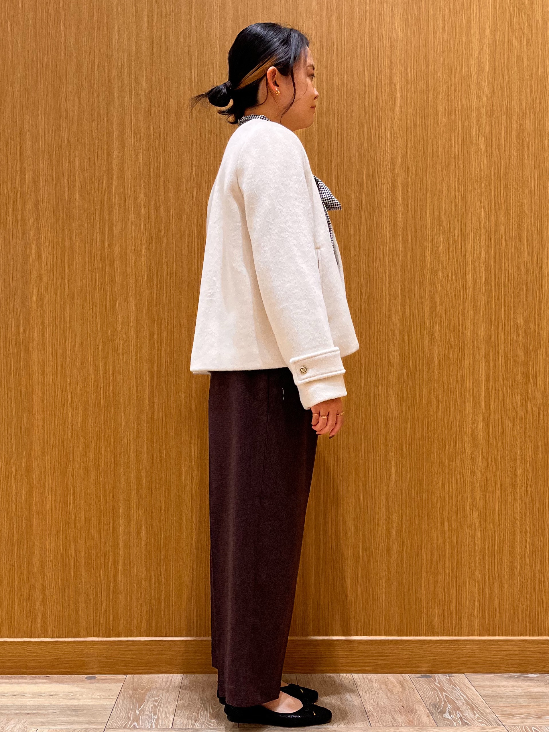 aさんの「OPAQUE.CLIP｜【植草美幸先生が指南する好印象スタイル】カシミヤ混ノーカラーショートコート」を使ったコーディネート