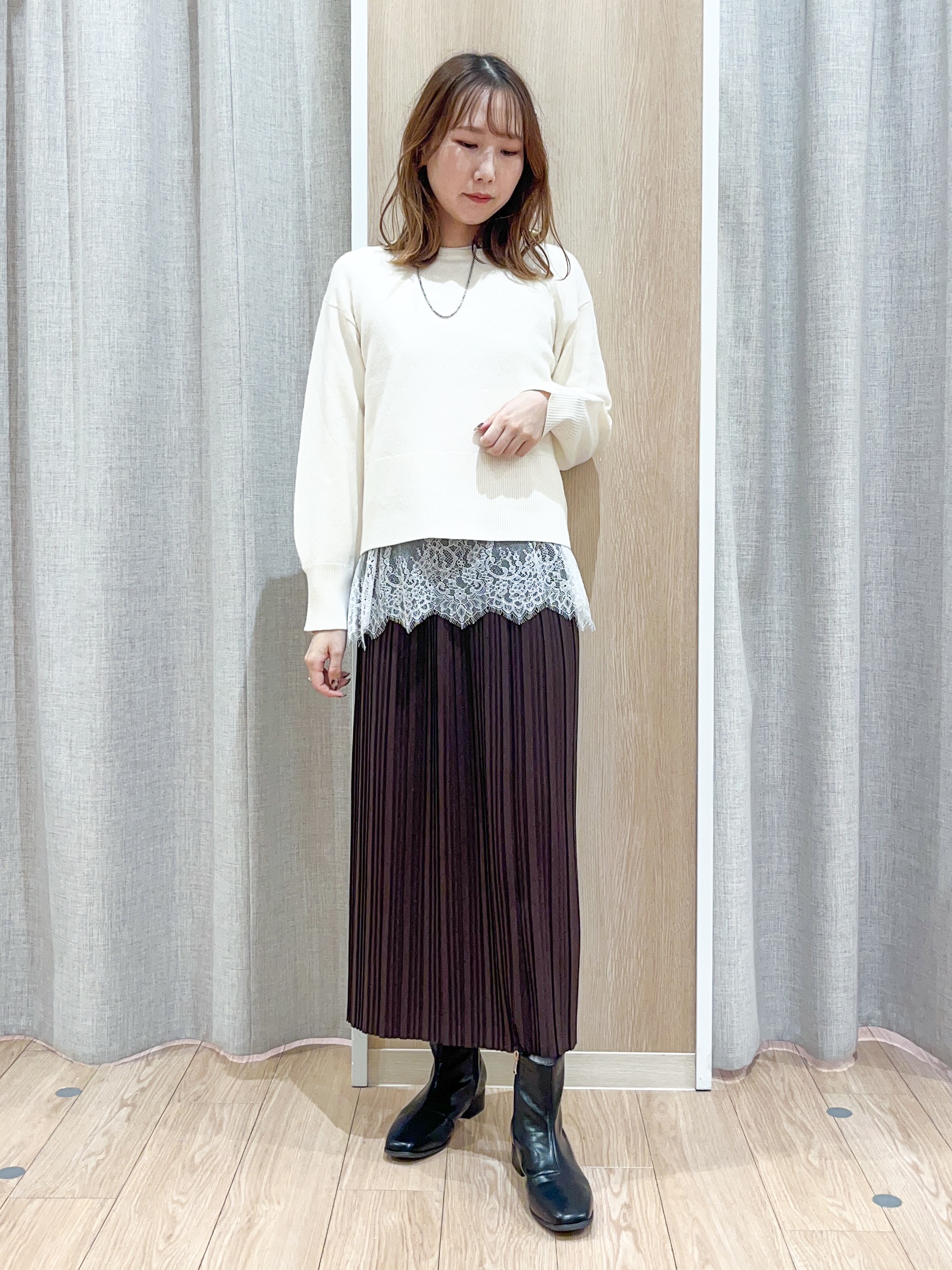 みーちゃんさんの「grove｜【インしない・毛玉軽減】大人上品なダイヤ柄ニット」を使ったコーディネート