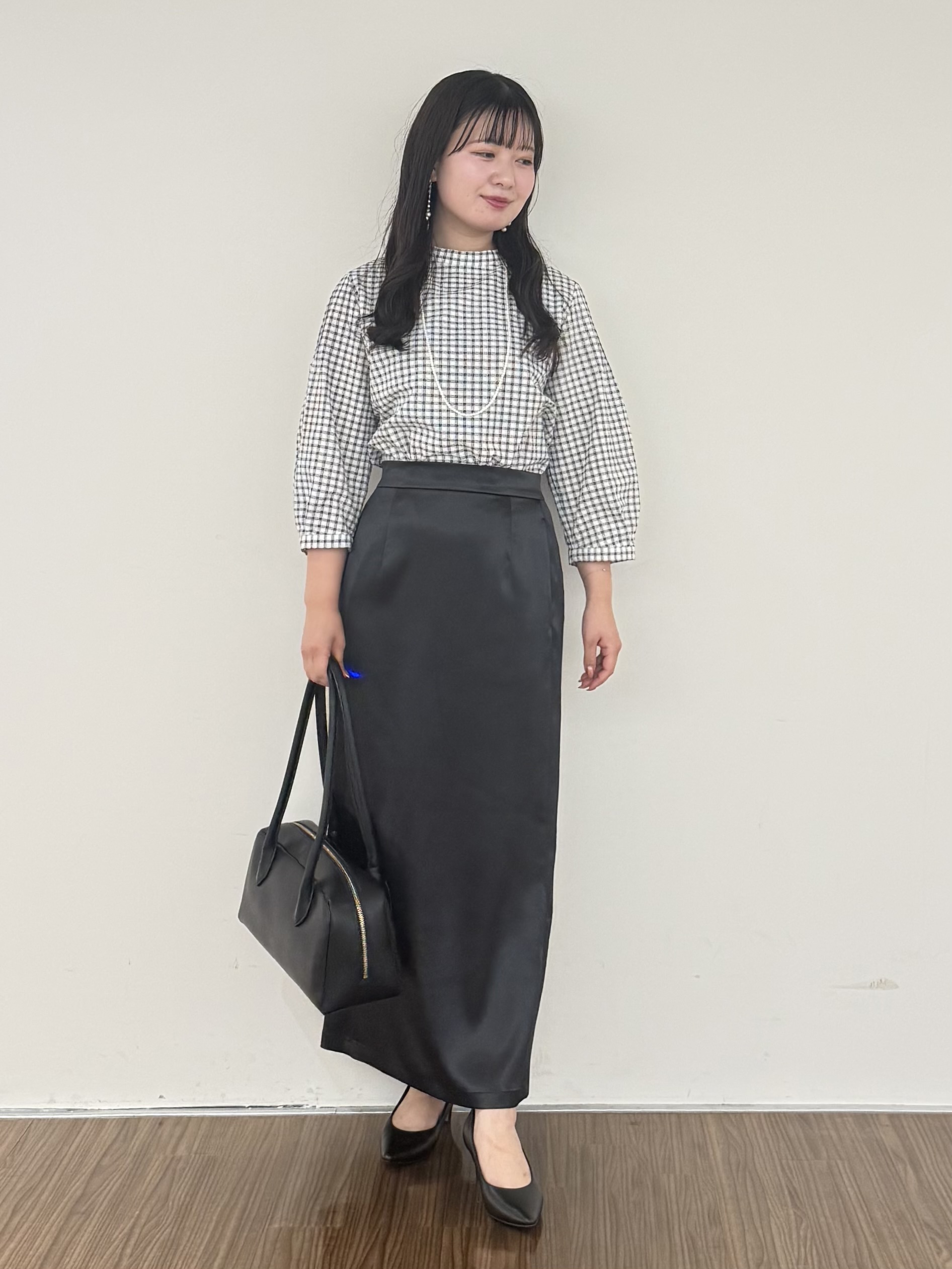 いくみさんの「INDIVI｜【初秋にピッタリ！／洗える】凹凸素材ミニスタンドトップス」を使ったコーディネート