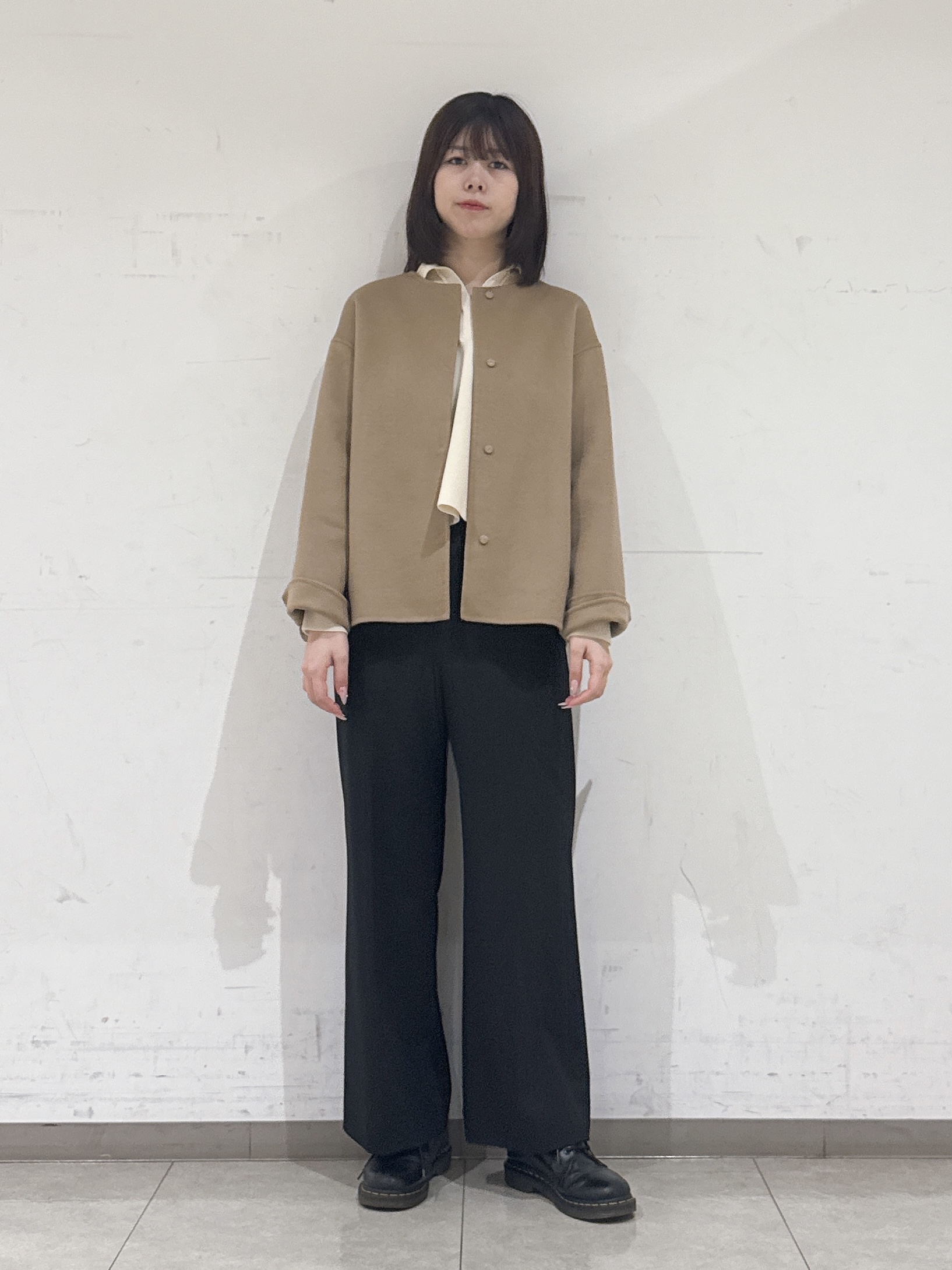 rinaさんの「INDIVI｜【ウール混／配色】ショート丈リバー丸首コート」を使ったコーディネート
