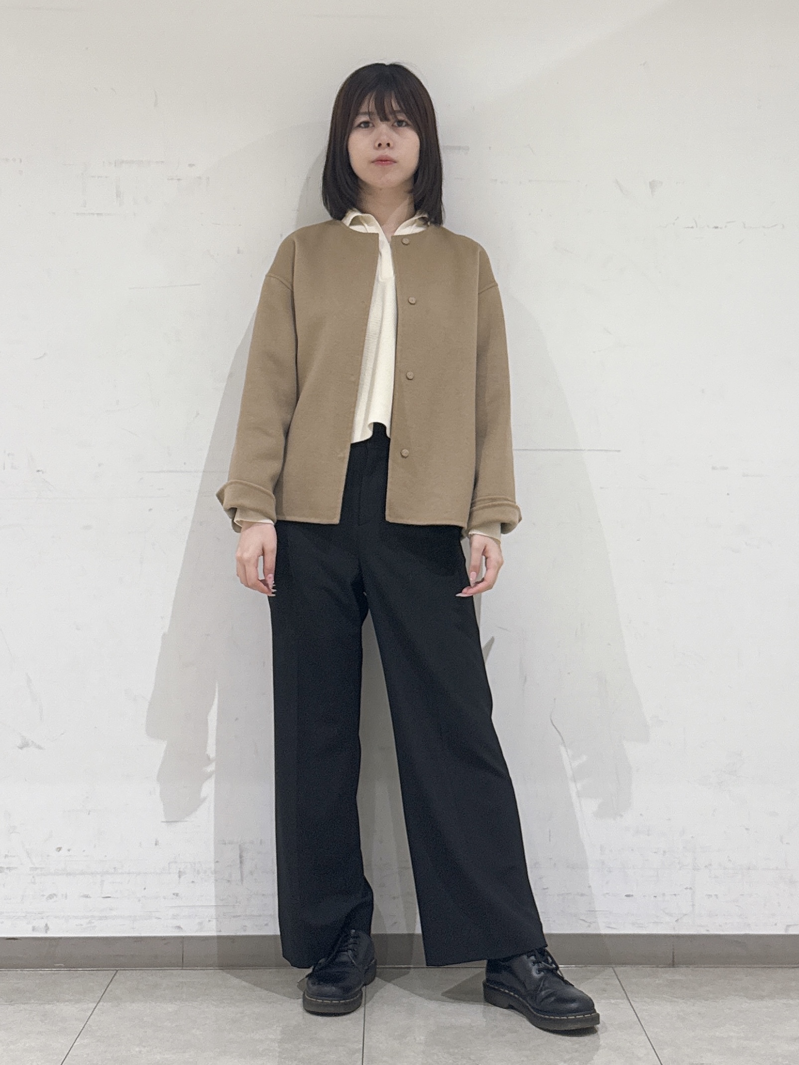 rinaさんの「INDIVI｜【ウール混／配色】ショート丈リバー丸首コート」を使ったコーディネート