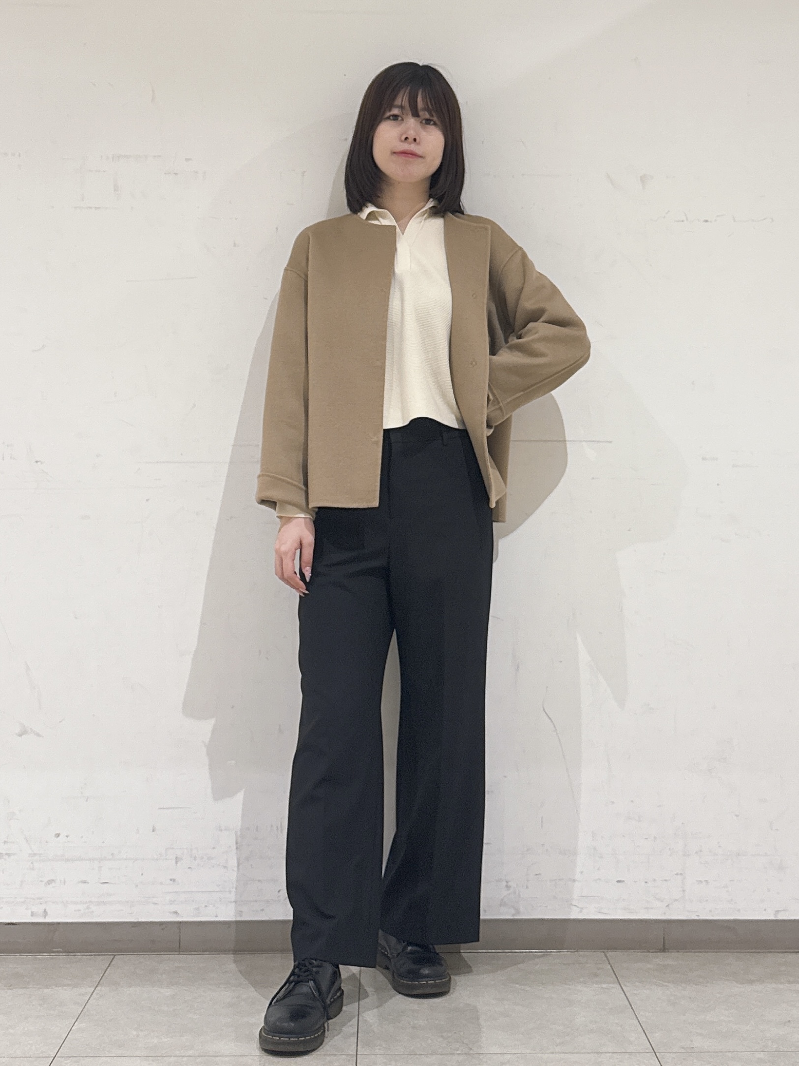 rinaさんの「INDIVI｜【ウール混／配色】ショート丈リバー丸首コート」を使ったコーディネート