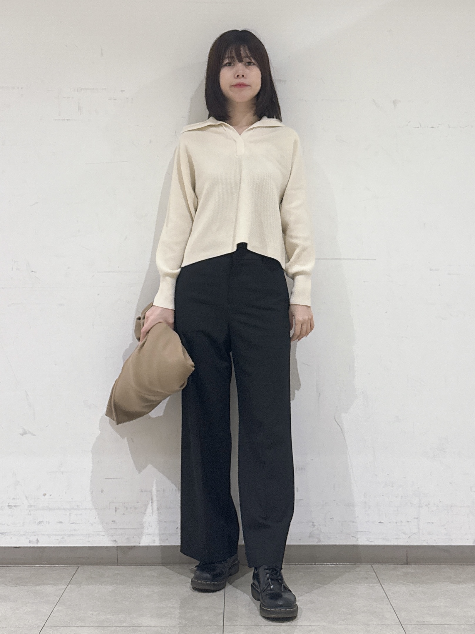 rinaさんの「INDIVI｜【ウール混／配色】ショート丈リバー丸首コート」を使ったコーディネート