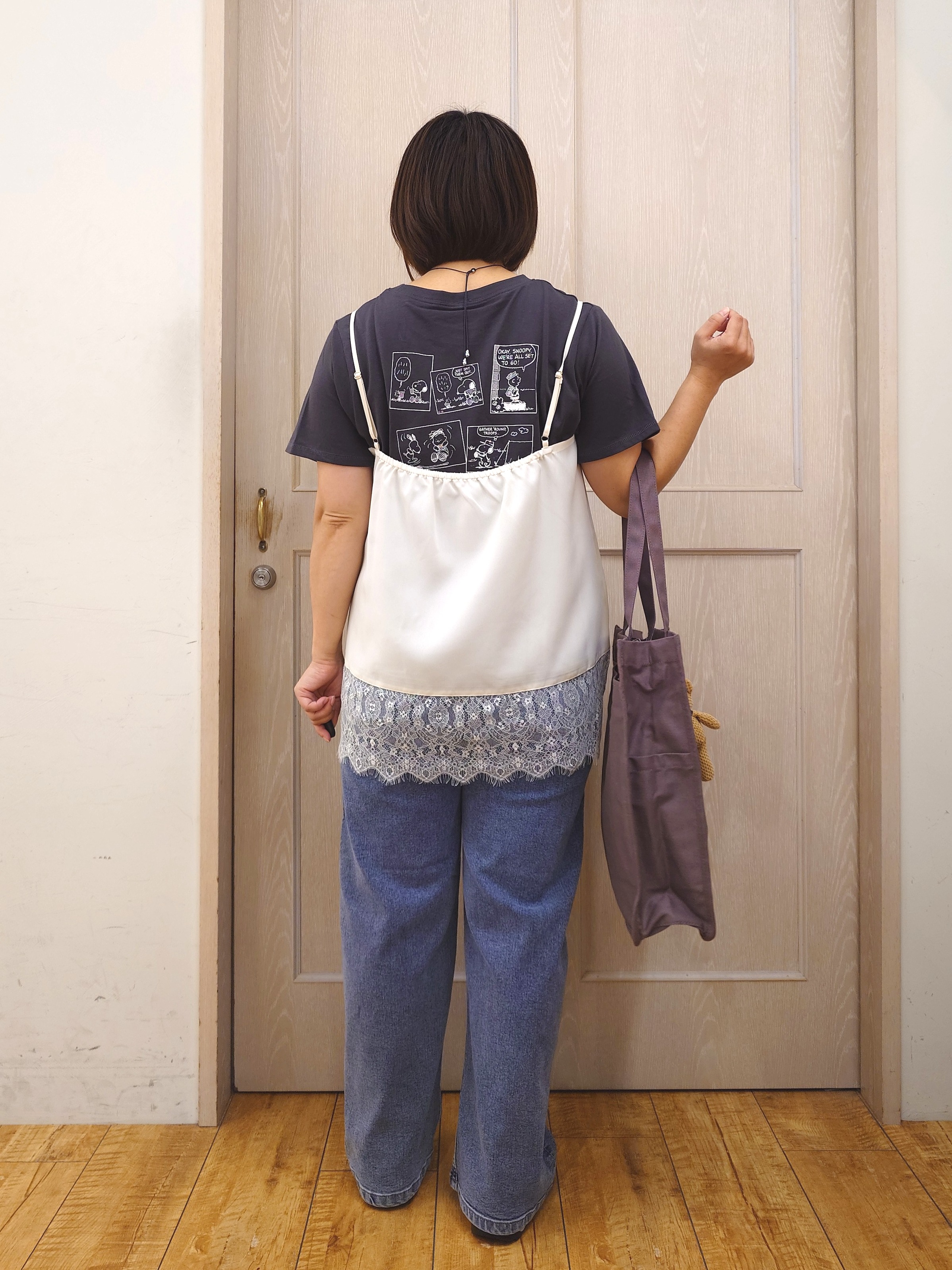 とろろさんの「SHOO･LA･RUE｜【洗濯機可/S-LL】体型カバーしながらこなれ見え レース付きキャミソール」を使ったコーディネート