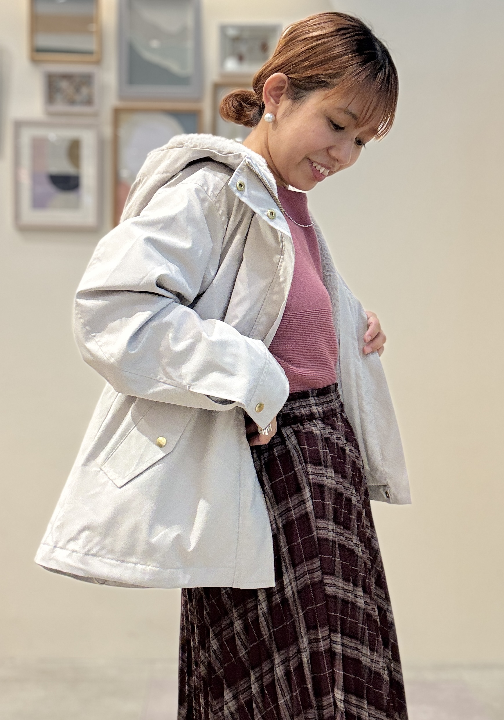 たけぴさんの「SHOO･LA･RUE｜【洗濯機可/撥水/マルチWAY】ファーライナー付き 毎日欲張りマンパ」を使ったコーディネート