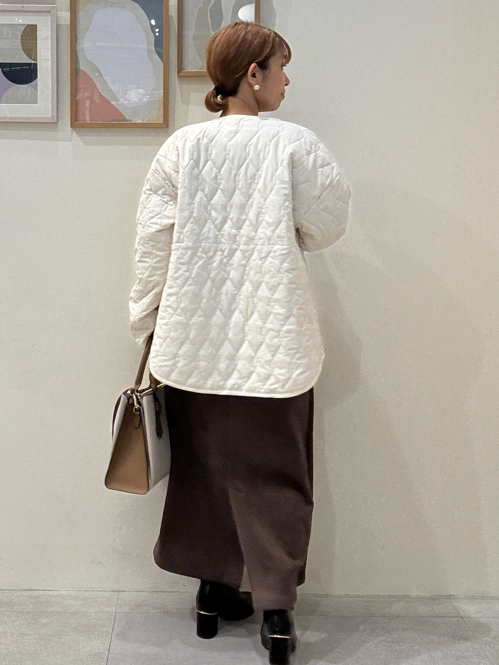 たけぴさんの「SHOO･LA･RUE｜【毛玉になりにくい/S-LL/洗濯機可】ボートネックで首元美しく やわらかリブニット」を使ったコーディネート