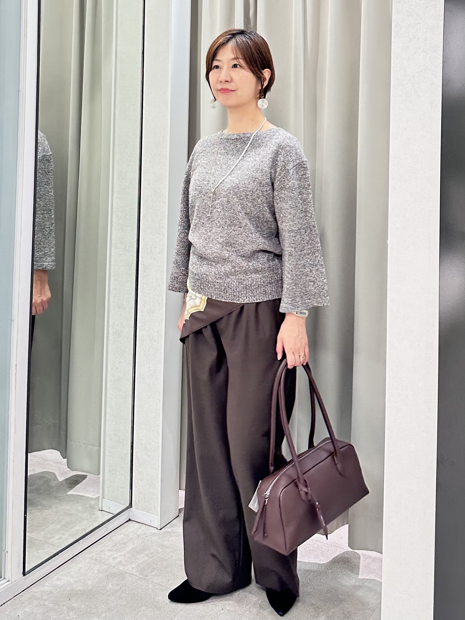 みなこさんの「UNTITLED｜【アンサンブル可/手洗い可】杢調プルオーバーニット」を使ったコーディネート