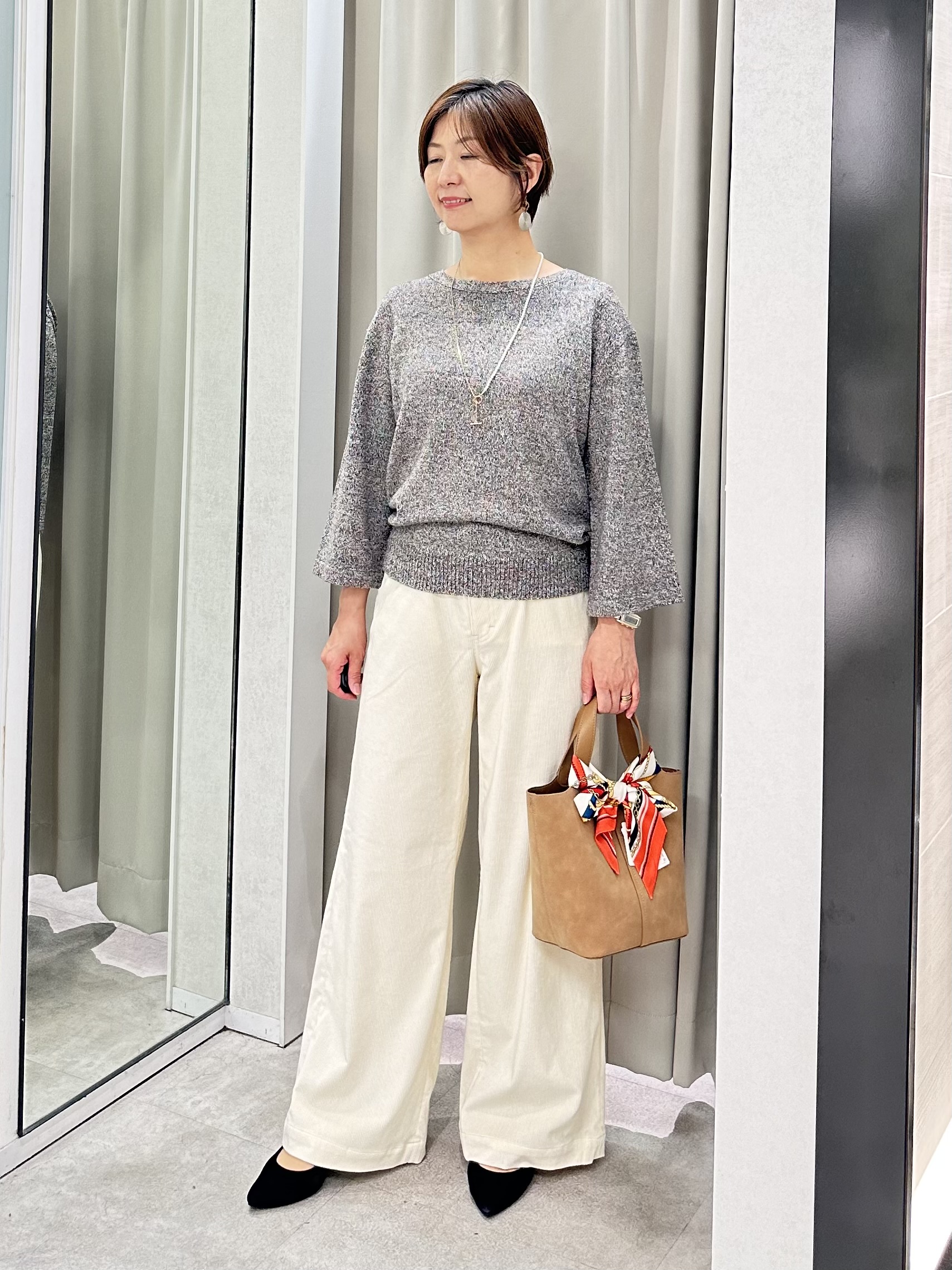みなこさんの「UNTITLED｜【アンサンブル可/手洗い可】杢調プルオーバーニット」を使ったコーディネート