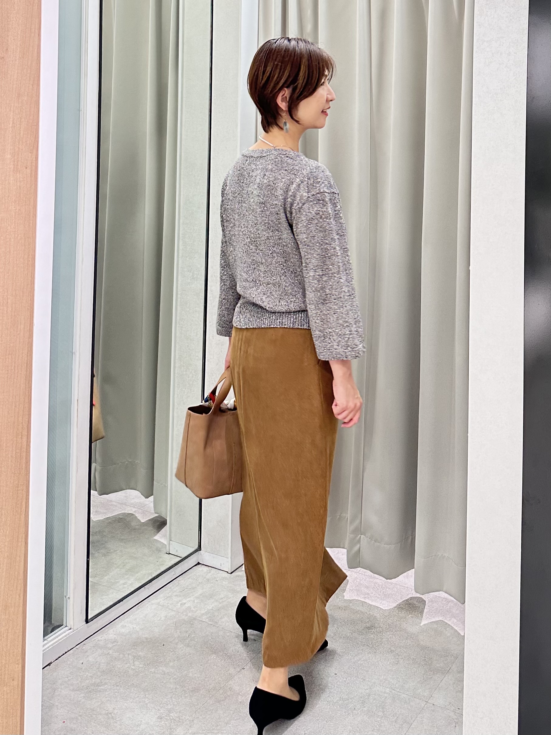 みなこさんの「UNTITLED｜【アンサンブル可/手洗い可】杢調プルオーバーニット」を使ったコーディネート