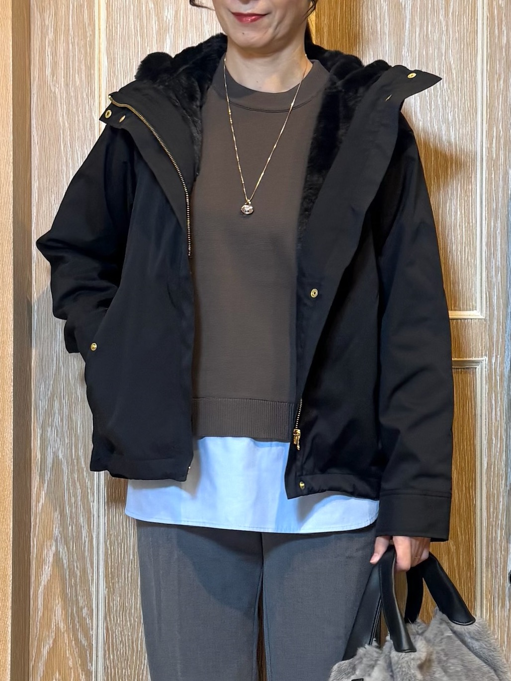 KAORIさんの「SHOO･LA･RUE｜【洗濯機可/撥水/マルチWAY】ファーライナー付き 毎日欲張りマンパ」を使ったコーディネート
