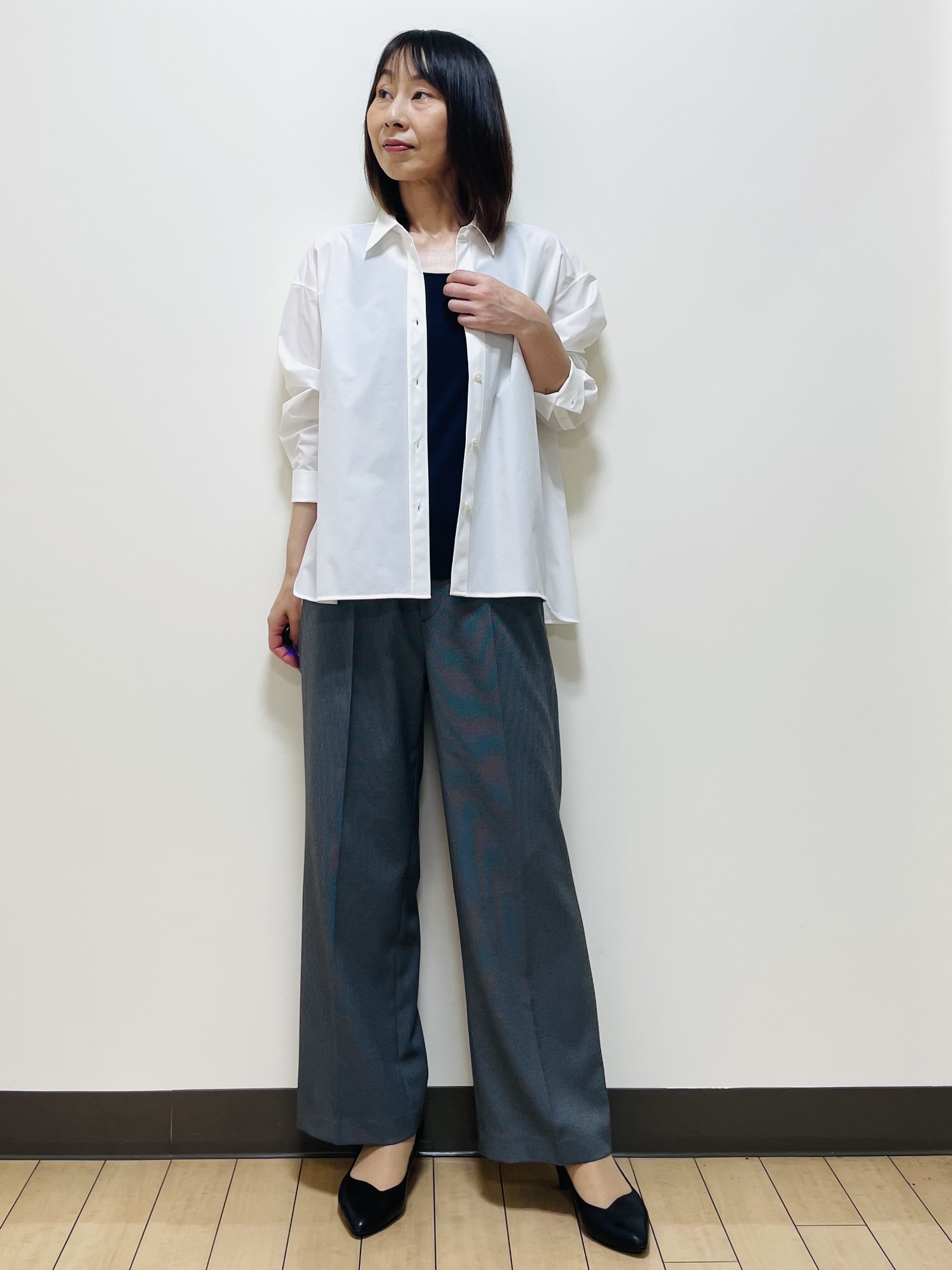 Riiさんの「Reflect｜【羽織◎】オフボディシルエットシャツ」を使ったコーディネート