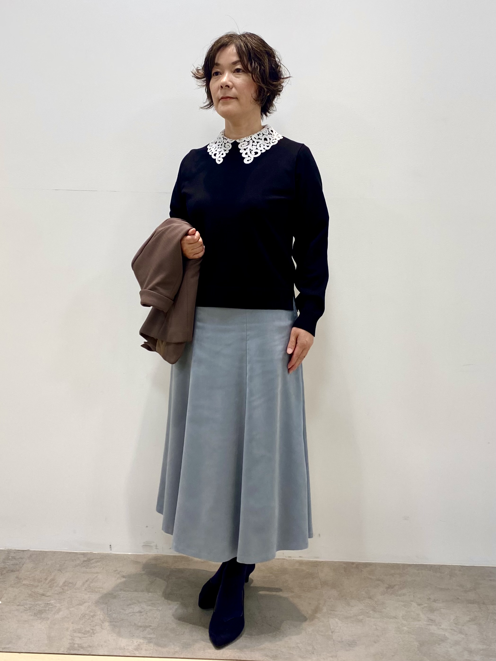 oharaさんの「Reflect｜【付け衿】レース衿付きストレッチニット」を使ったコーディネート