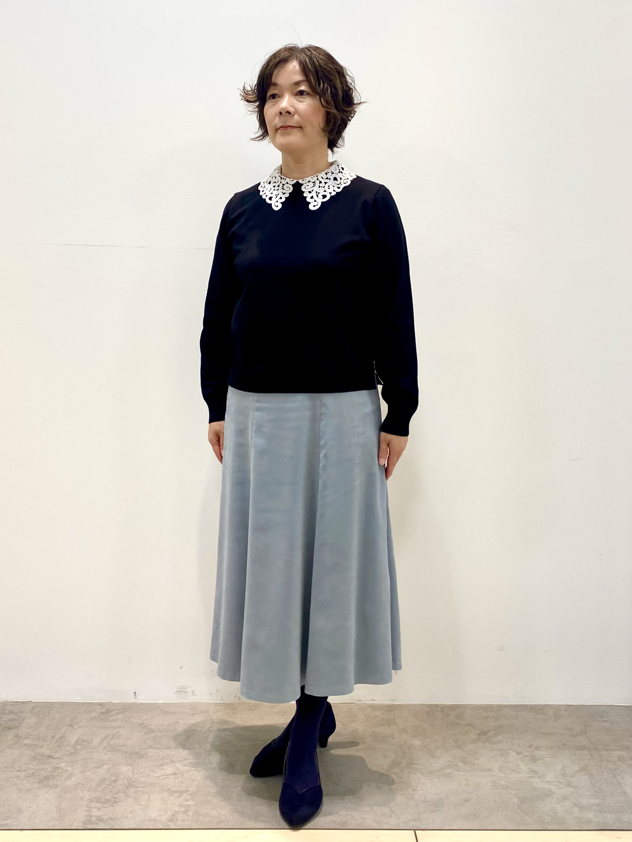 oharaさんの「Reflect｜【付け衿】レース衿付きストレッチニット」を使ったコーディネート