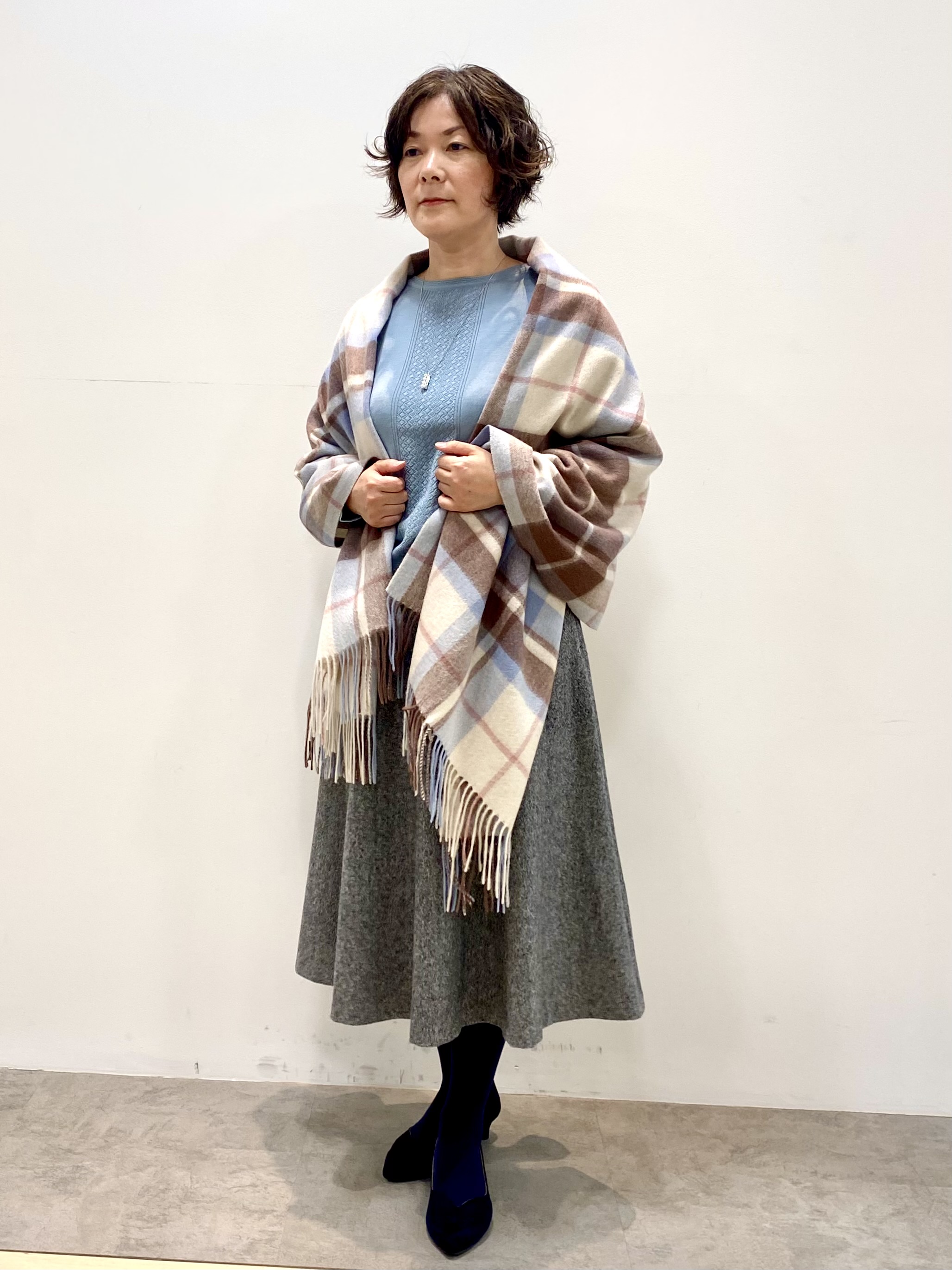 oharaさんの「Reflect｜【マシンウォッシュ】レース風編み柄ニット」を使ったコーディネート