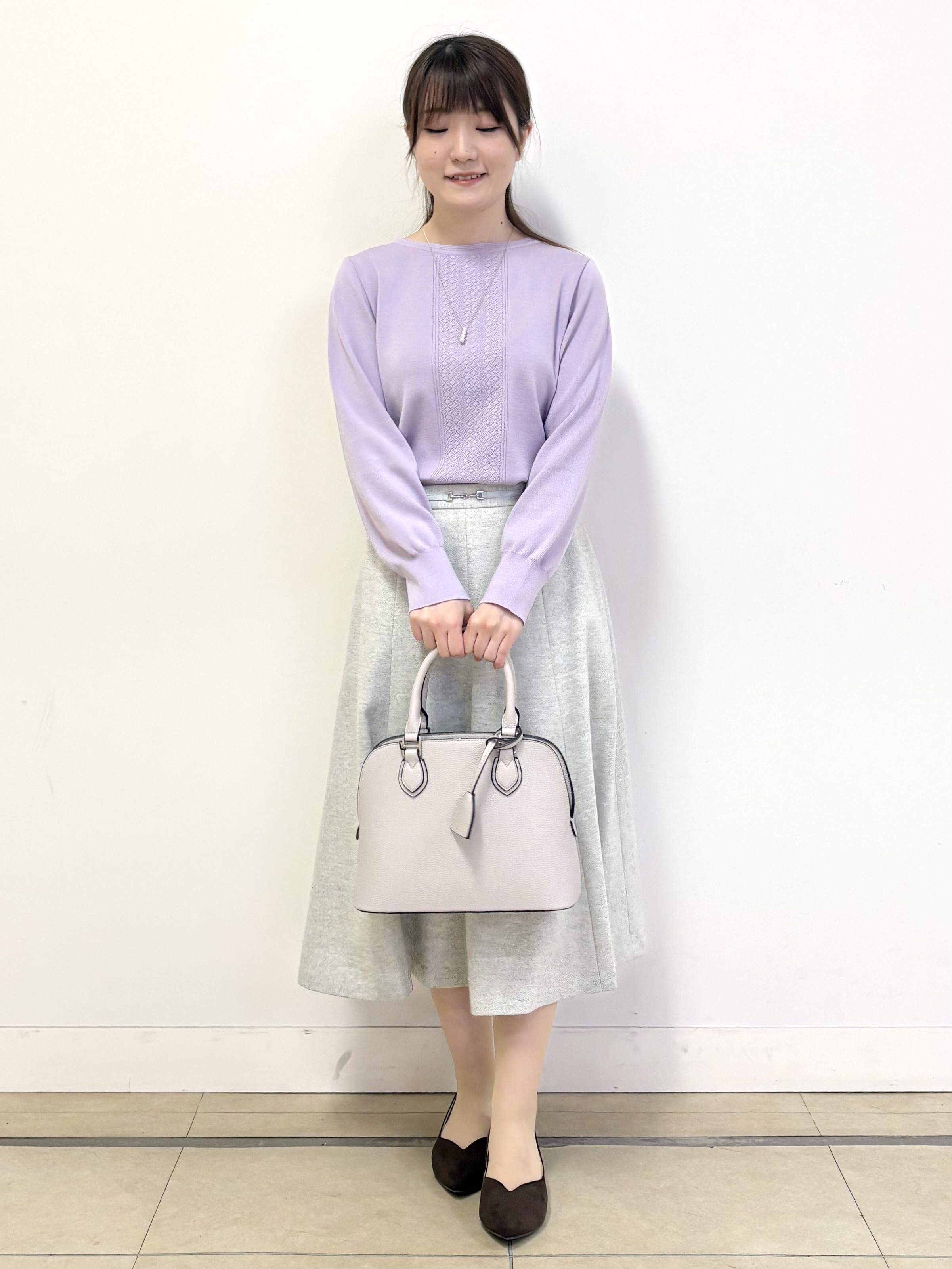 mikiさんの「Reflect｜【マシンウォッシュ】レース風編み柄ニット」を使ったコーディネート