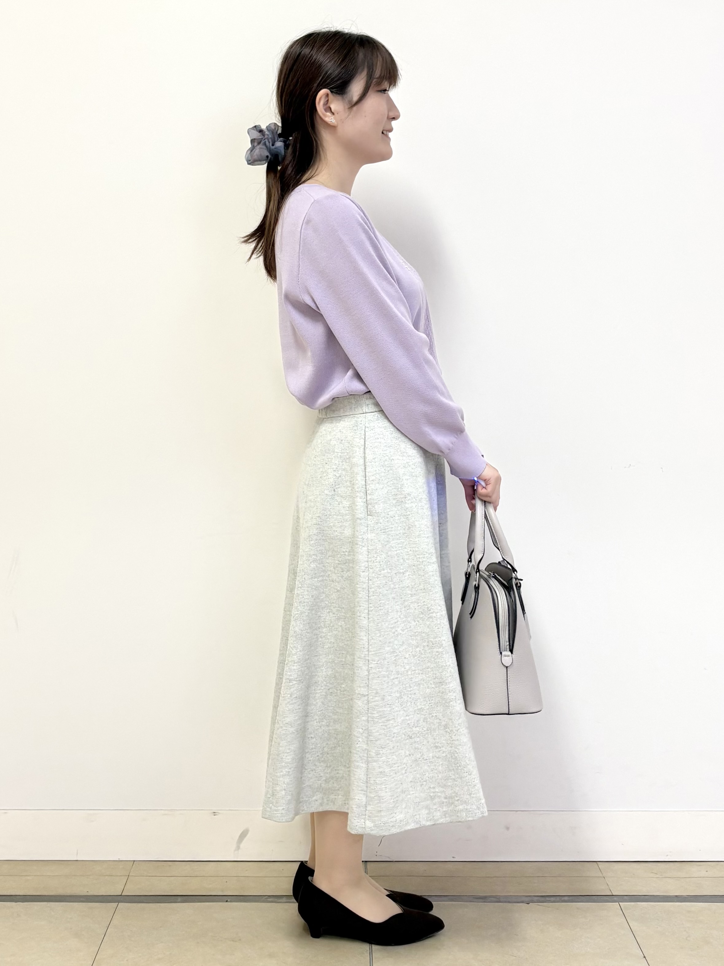mikiさんの「Reflect｜【マシンウォッシュ】レース風編み柄ニット」を使ったコーディネート