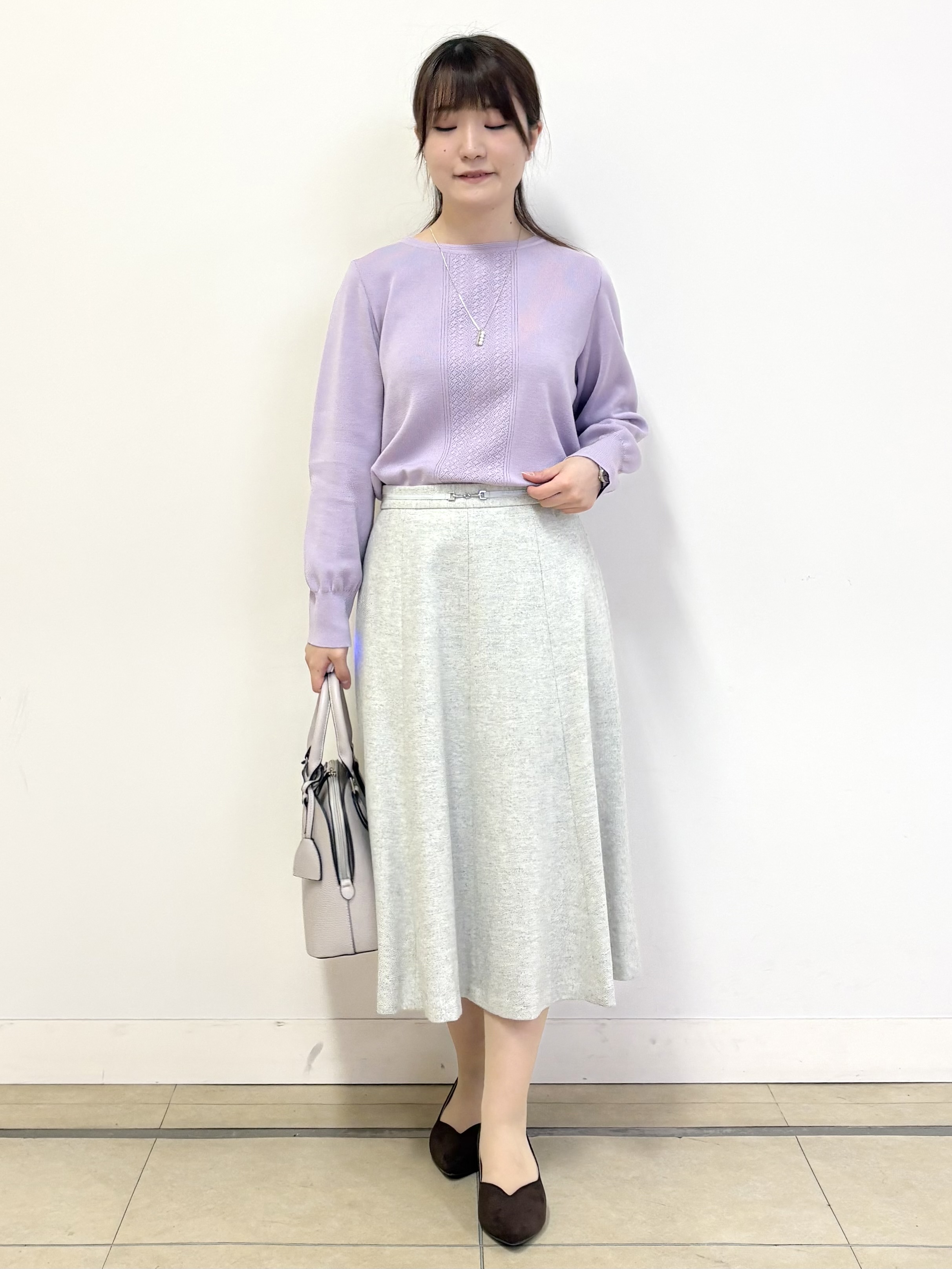 mikiさんの「Reflect｜【マシンウォッシュ】レース風編み柄ニット」を使ったコーディネート