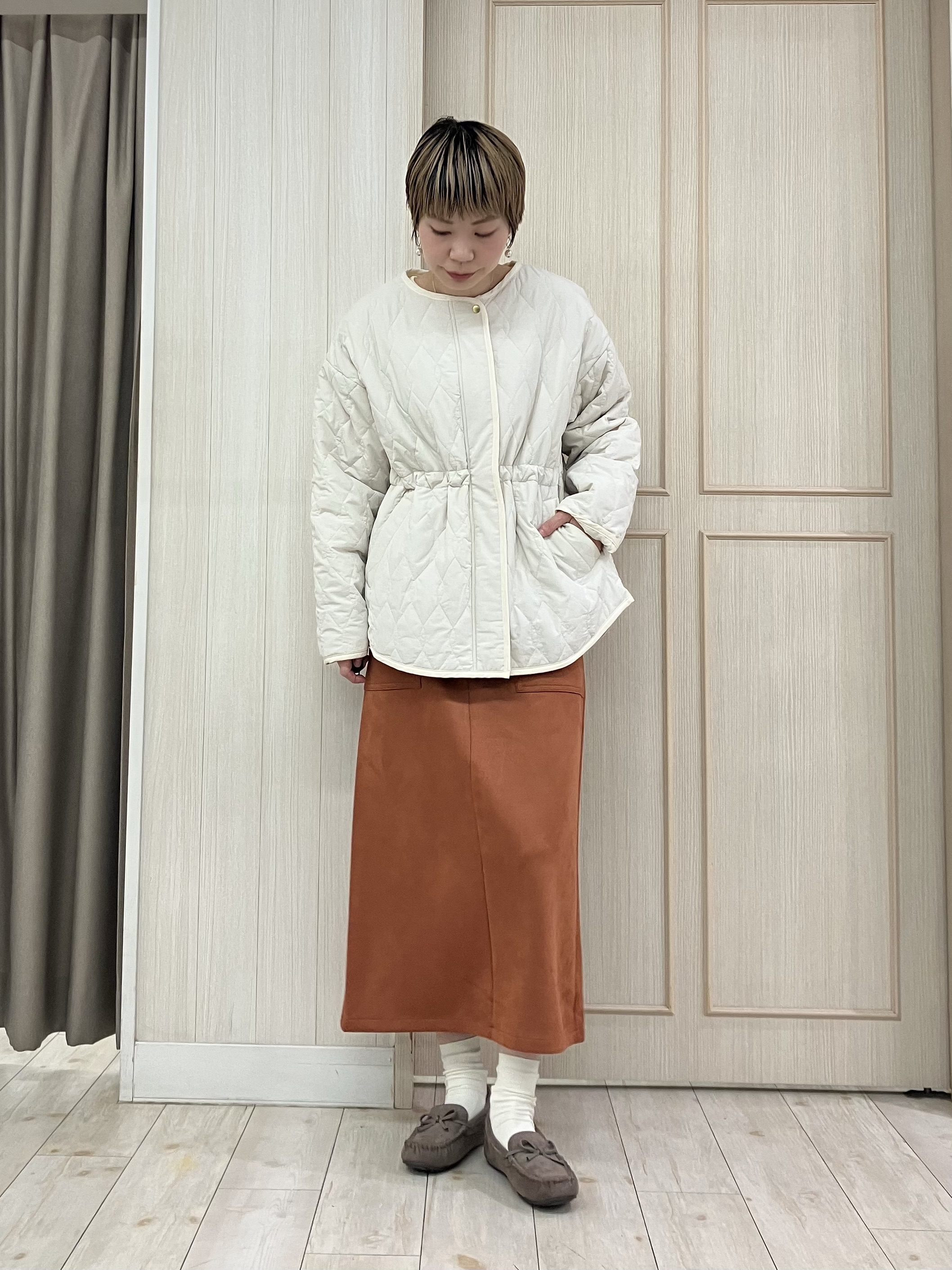 Turnerさんの「SHOO･LA･RUE｜【撥水/S-LL/洗濯機可】ウエスト絞れる キルト中綿ジャケット」を使ったコーディネート