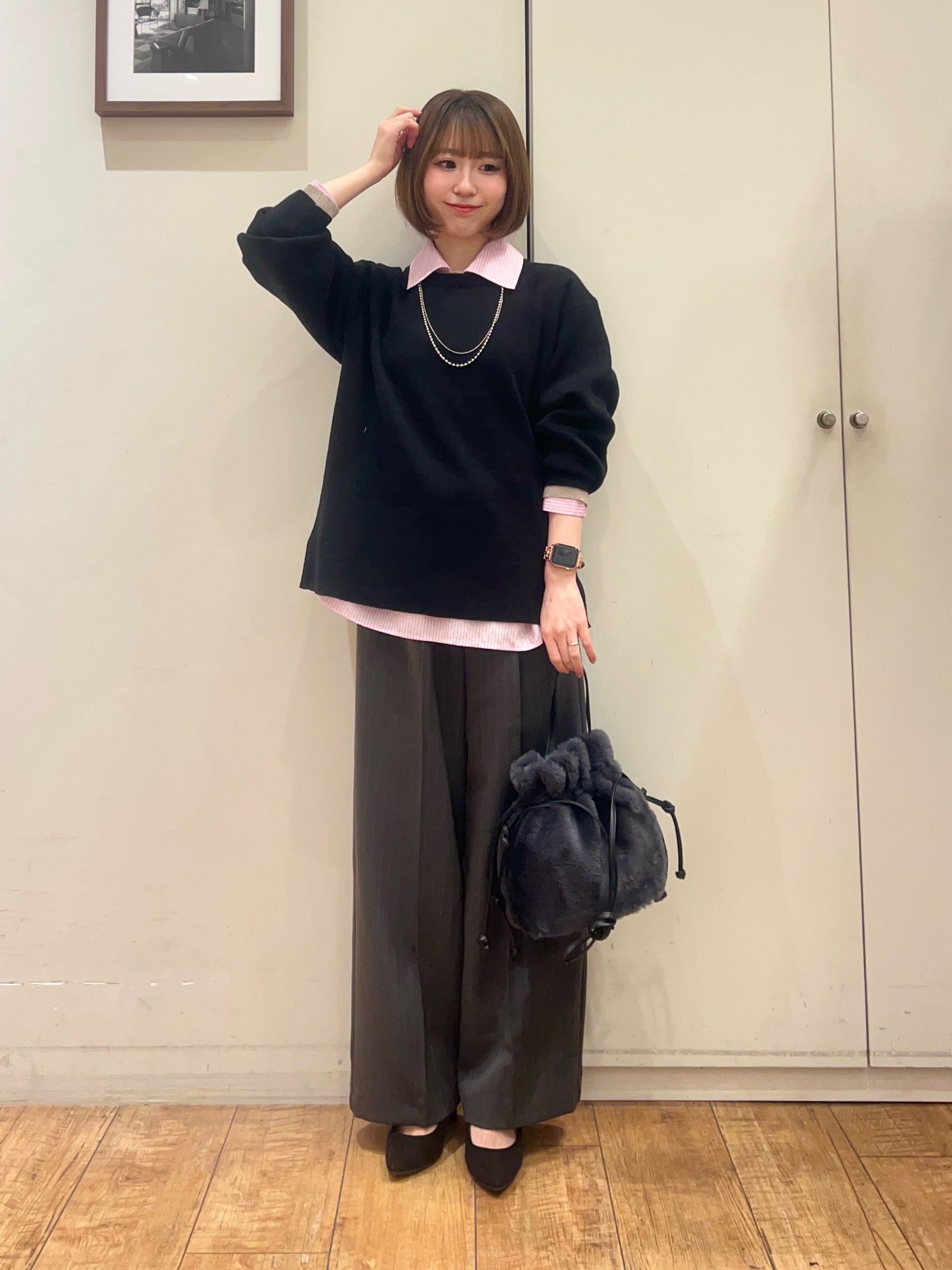 AIRIさんの「SHOO･LA･RUE｜【洗濯機可】インせず決まるAライン ストライプスキッパーシャツ」を使ったコーディネート
