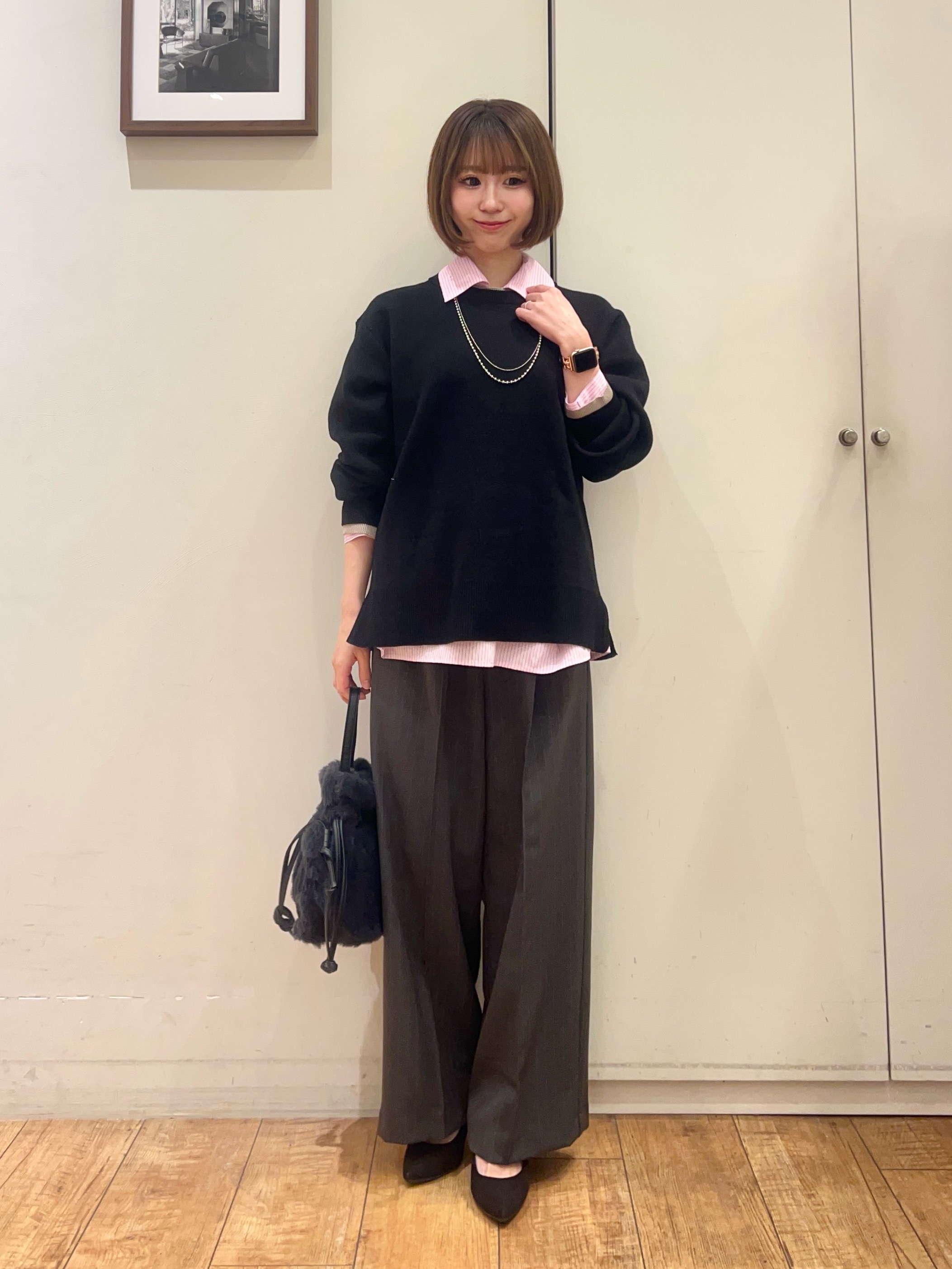 AIRIさんの「SHOO･LA･RUE｜【洗濯機可】インせず決まるAライン ストライプスキッパーシャツ」を使ったコーディネート