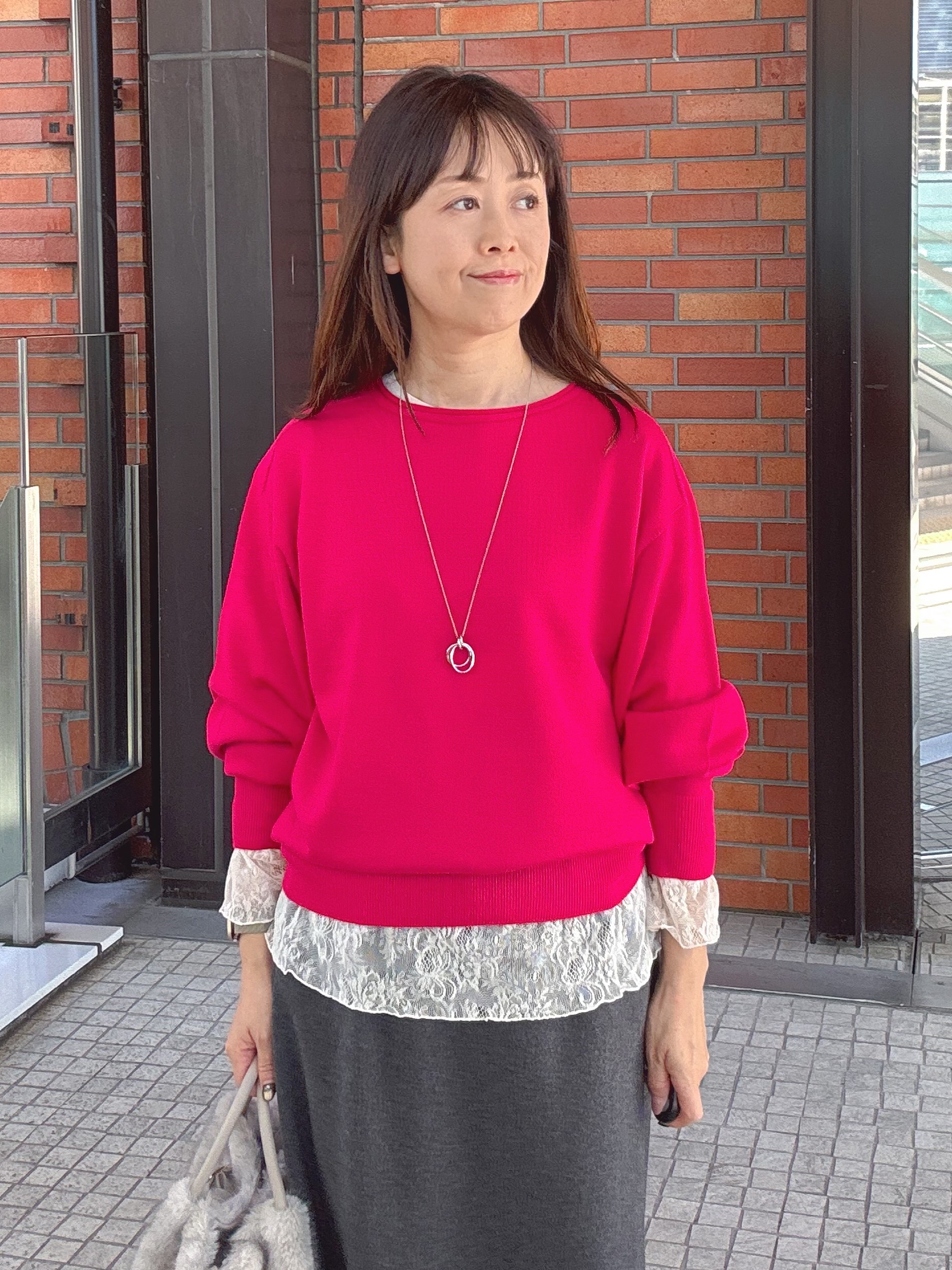 makiさんの「UNTITLED｜【店頭人気！/8色展開】ボリュームスリーブニットプルオーバー」を使ったコーディネート