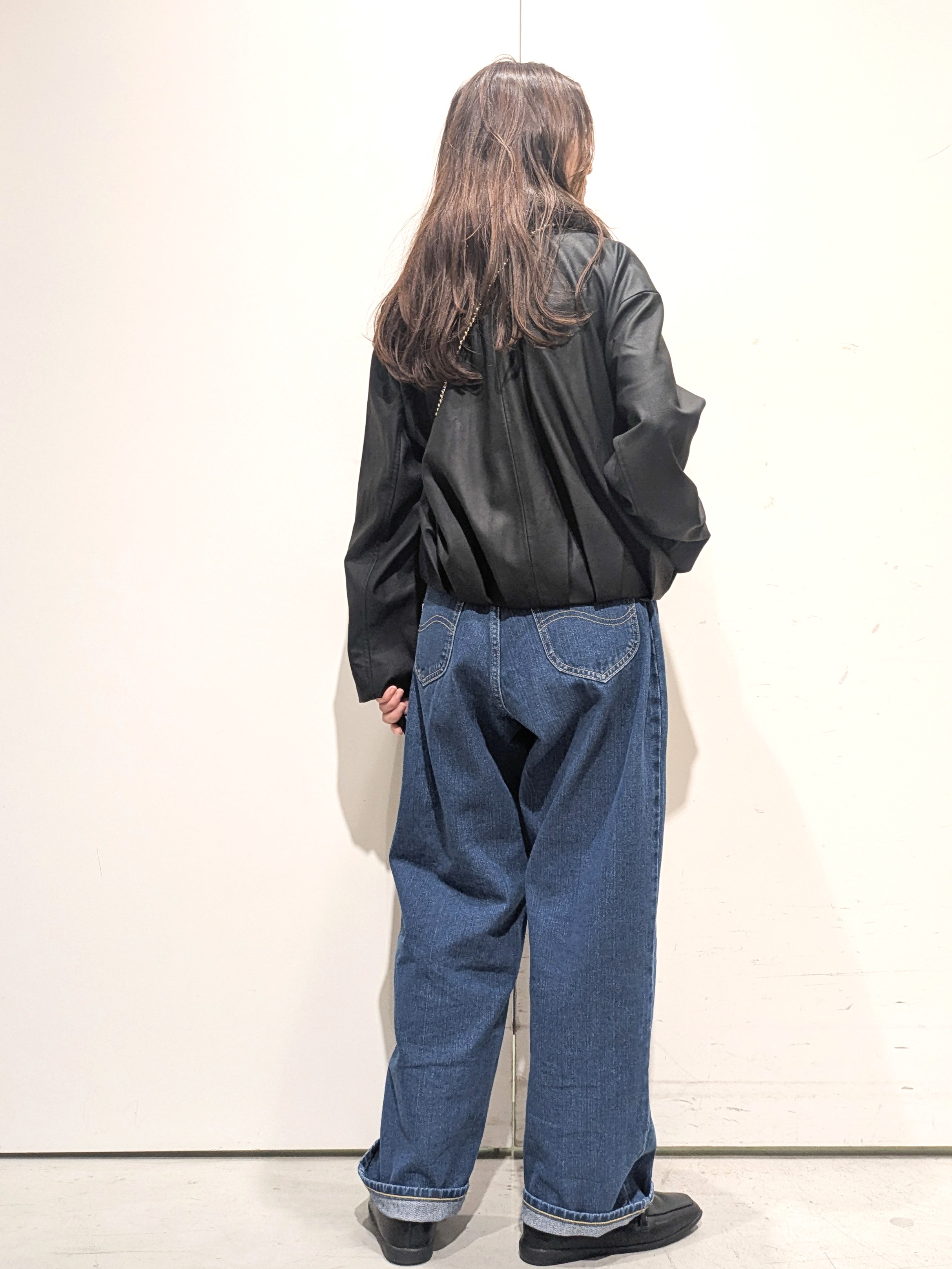 machiさんの「OPAQUE.CLIP｜フェイクファー衿付き マットレザー調ブルゾン【洗える】」を使ったコーディネート