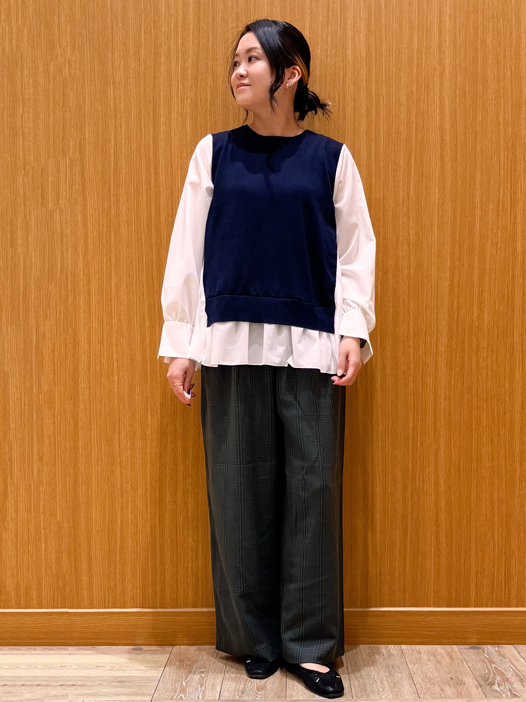 aさんの「OPAQUE.CLIP｜プリーツデザインドッキングニット【洗濯機OK】」を使ったコーディネート