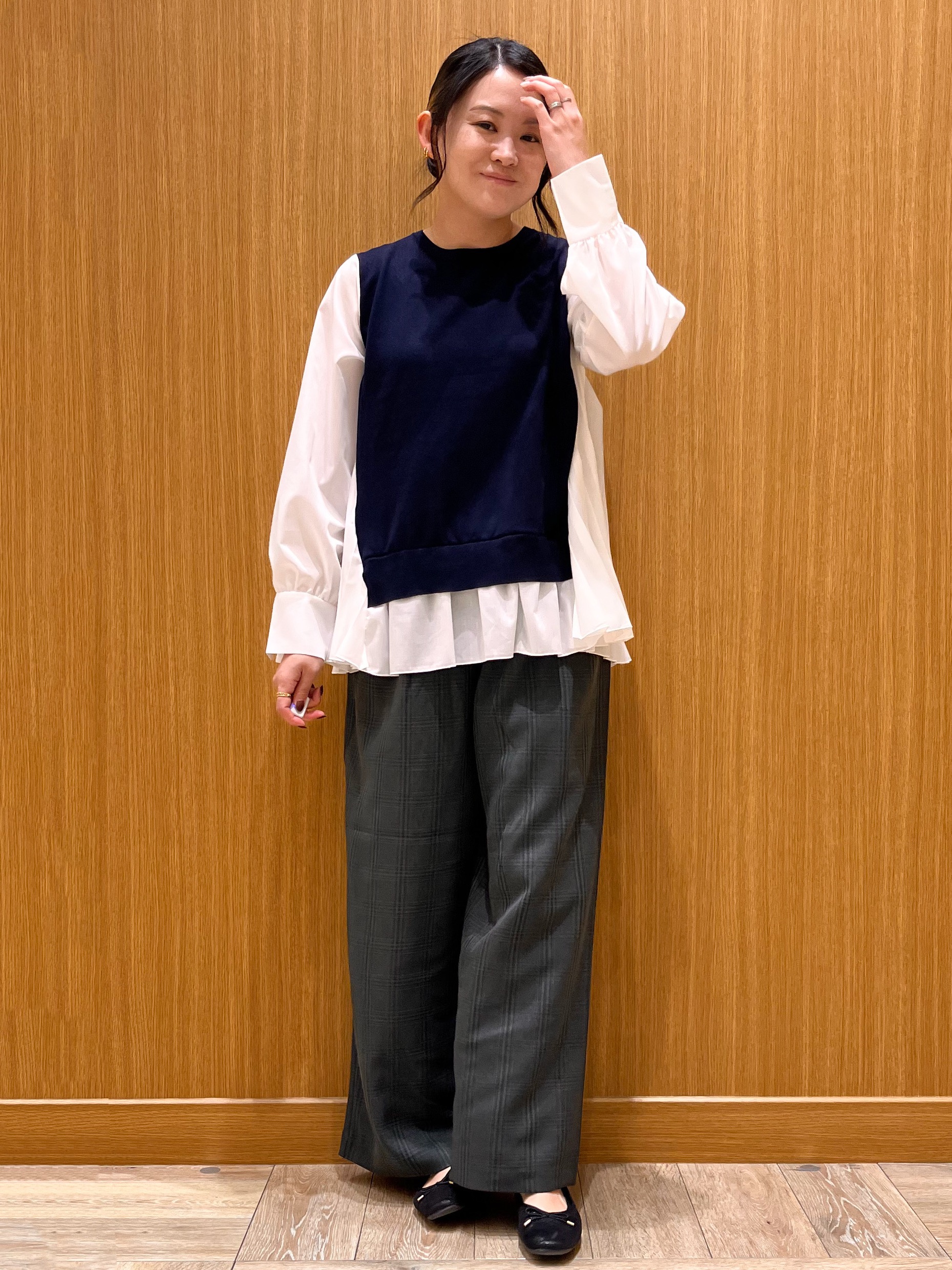 aさんの「OPAQUE.CLIP｜プリーツデザインドッキングニット【洗濯機OK】」を使ったコーディネート