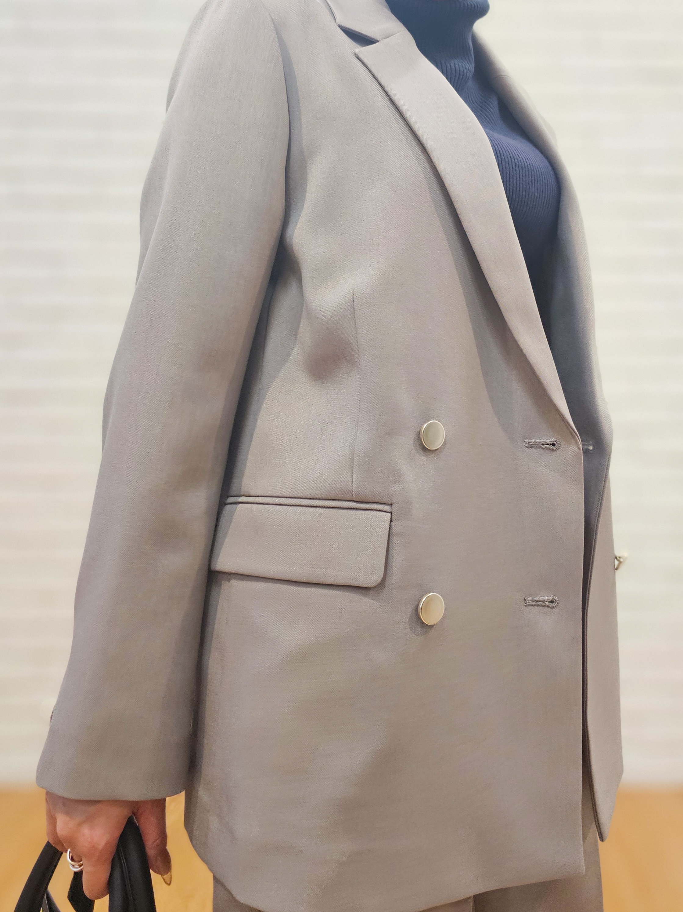 ゆゆさんの「SHOO･LA･RUE｜【セットアップ可/通勤/洗濯機可/SS-LL】オンオフ使える ダブルブレストジャケット」を使ったコーディネート
