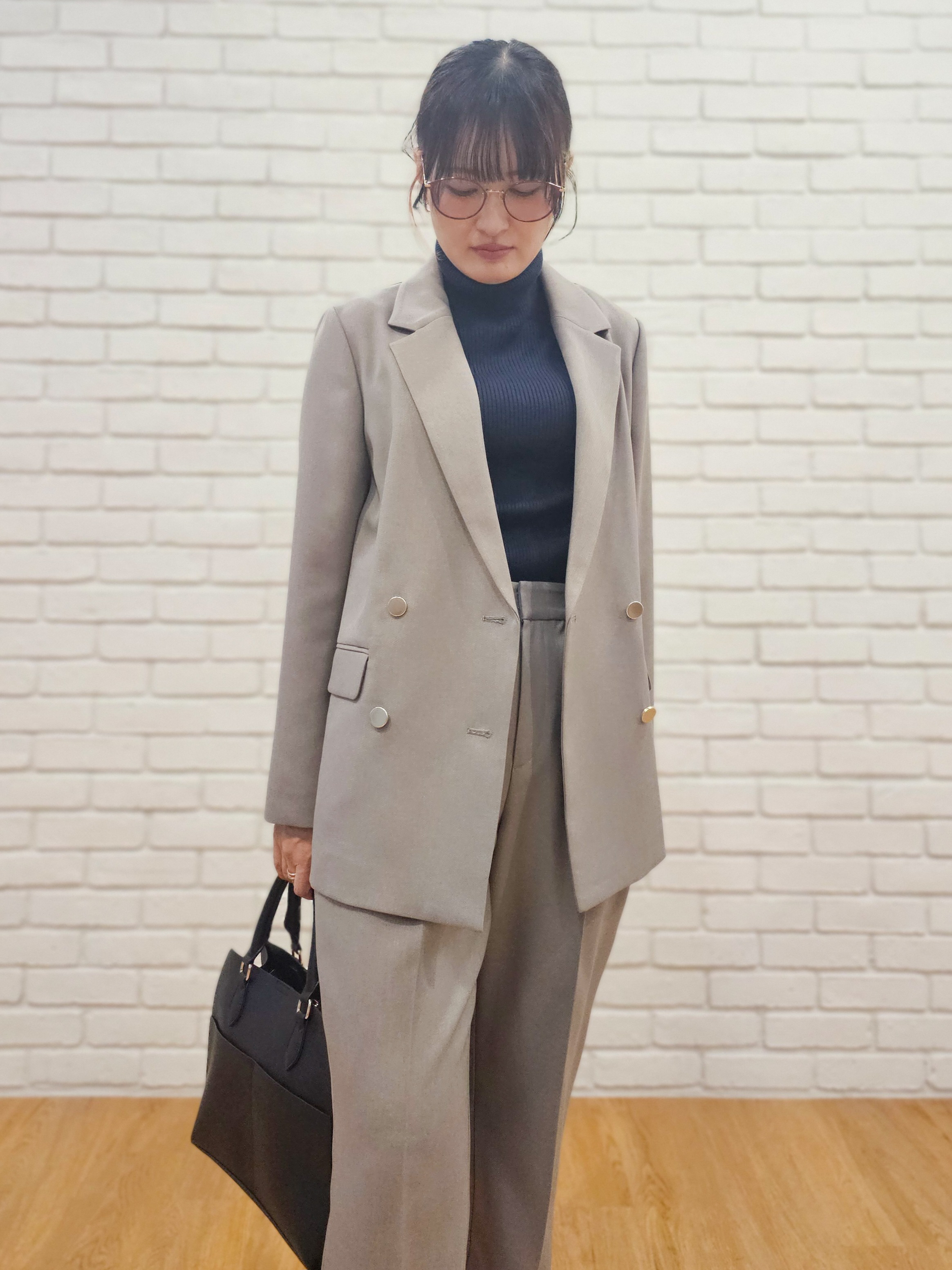 ゆゆさんの「SHOO･LA･RUE｜【セットアップ可/通勤/洗濯機可/SS-LL】オンオフ使える ダブルブレストジャケット」を使ったコーディネート