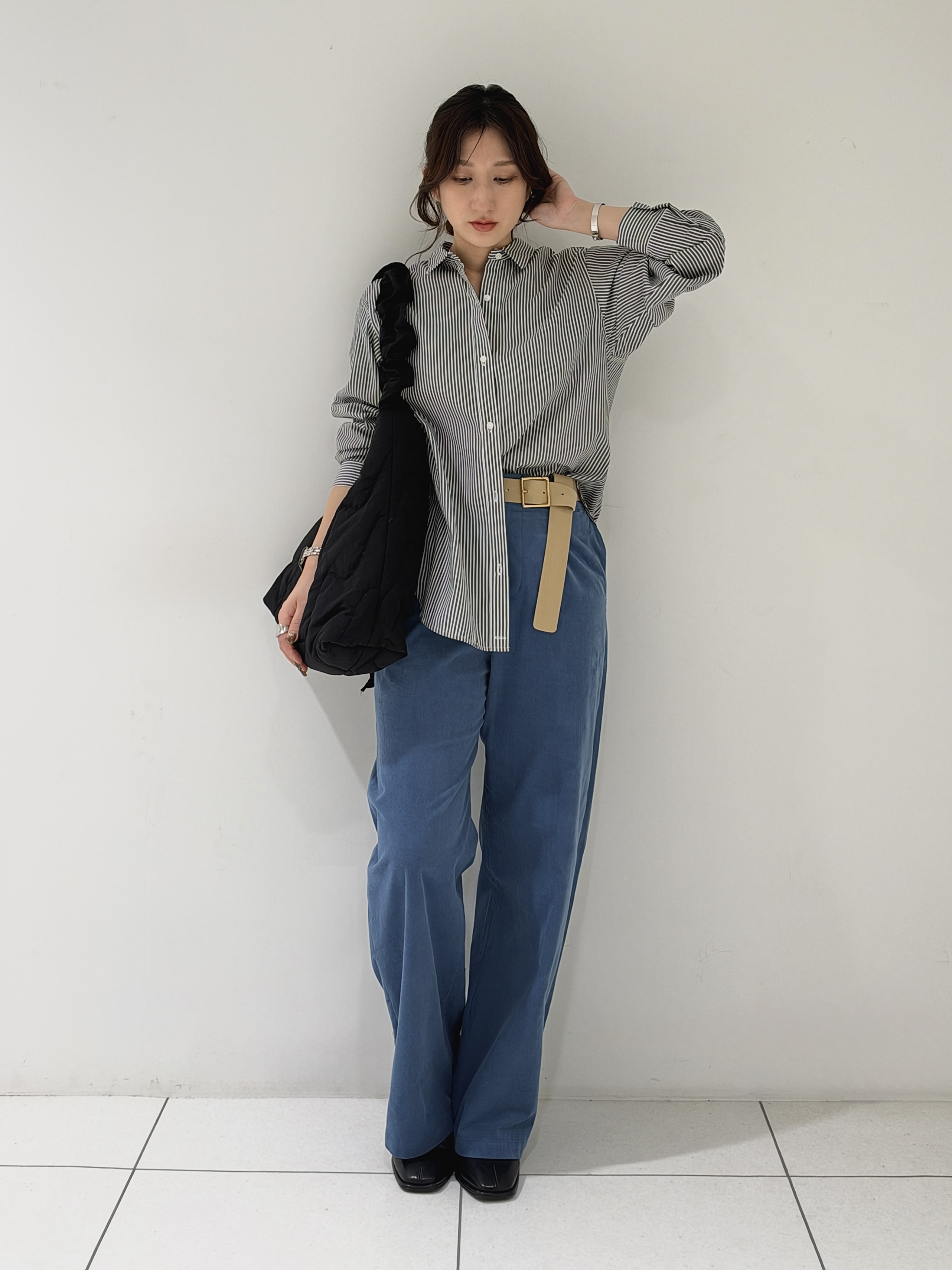 そんさんの「INDIVI｜【2WAY／ストライプ柄】ベーシックシャツ」を使ったコーディネート