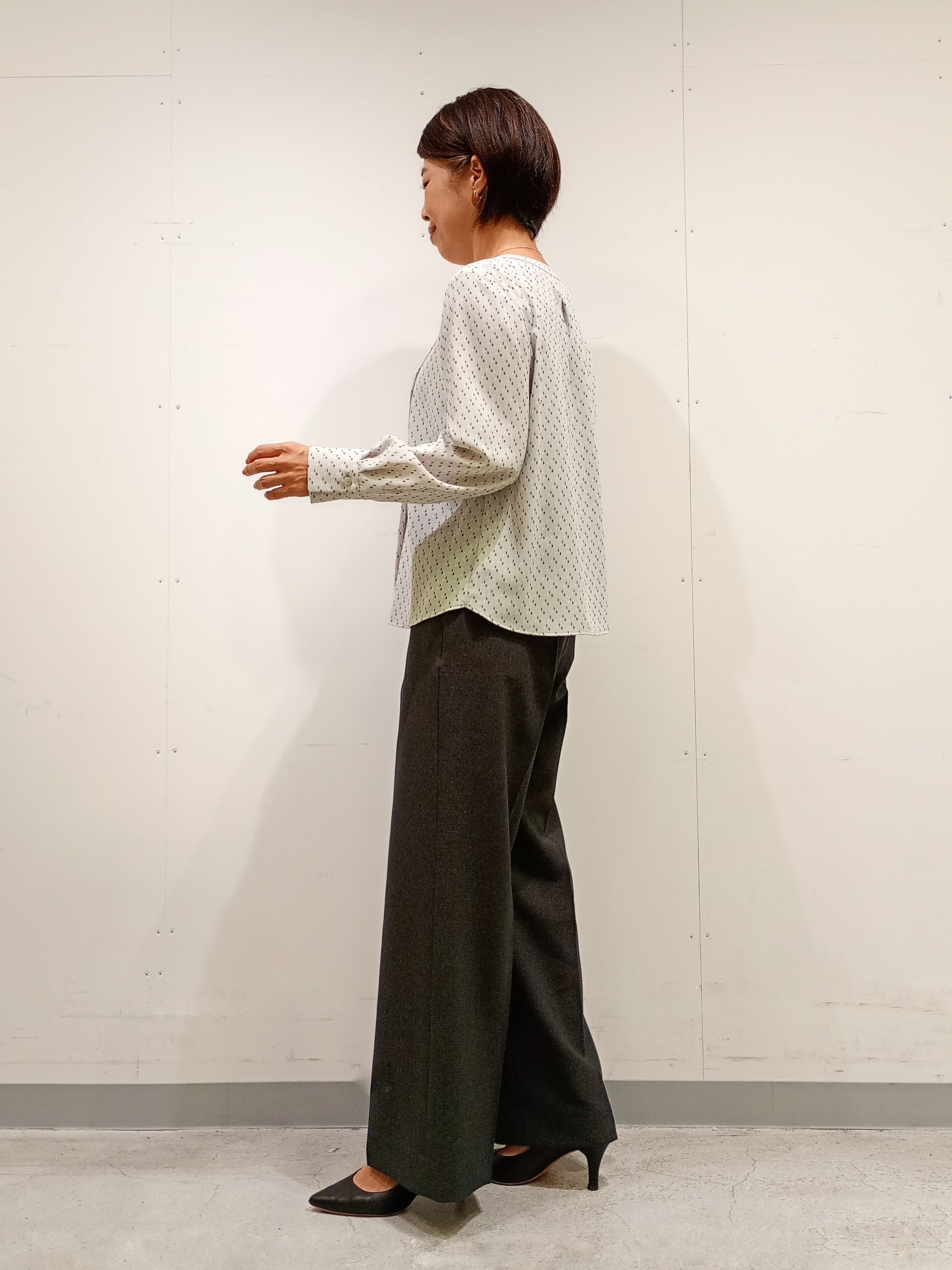 Kさんの「INDIVI｜【洗える／通勤／スーツ】メランジストレッチ ノーカラージャケット」を使ったコーディネート