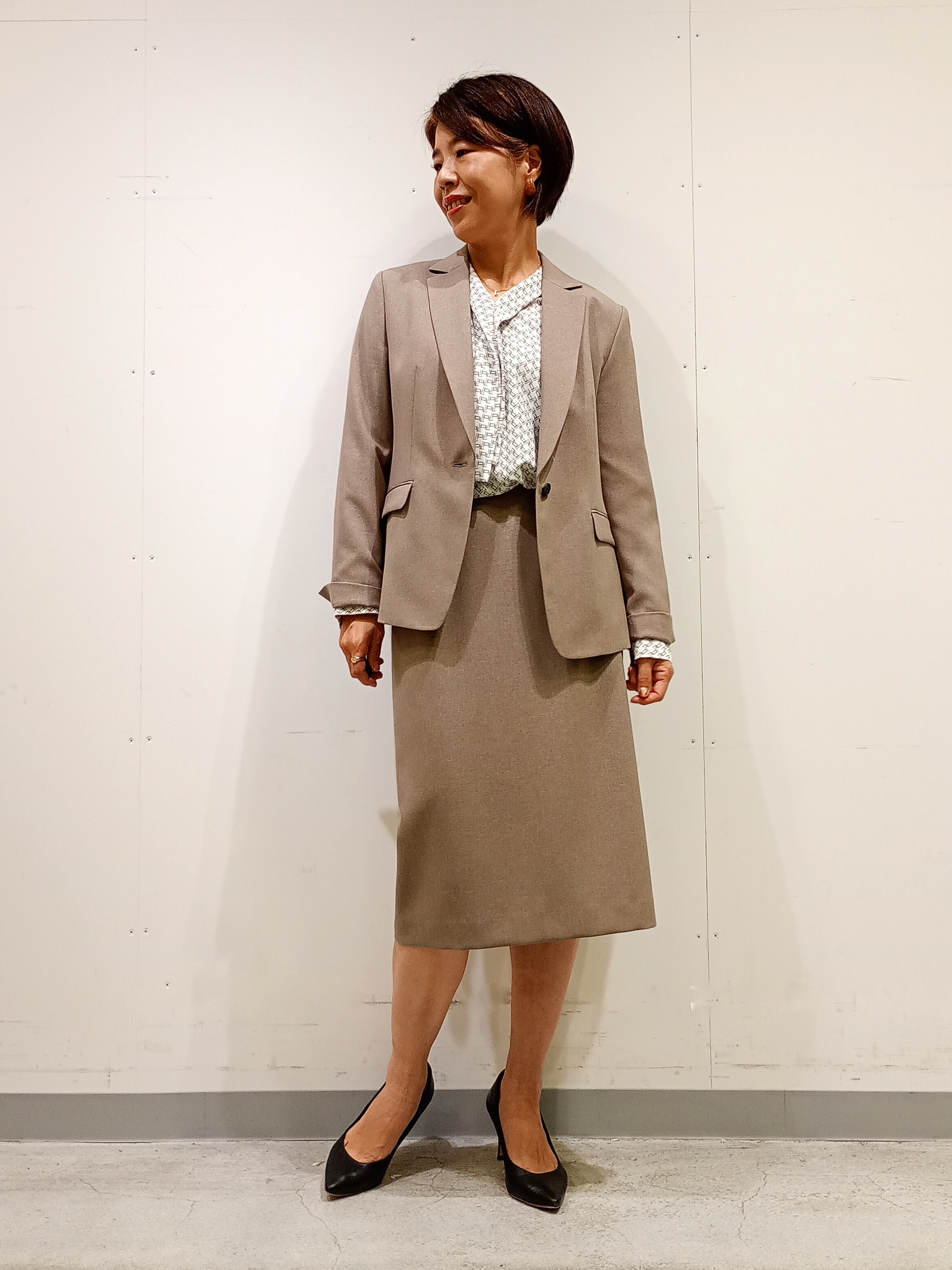 Kさんの「INDIVI｜【洗える／通勤／スーツ】メランジストレッチ テーラードカラージャケット」を使ったコーディネート