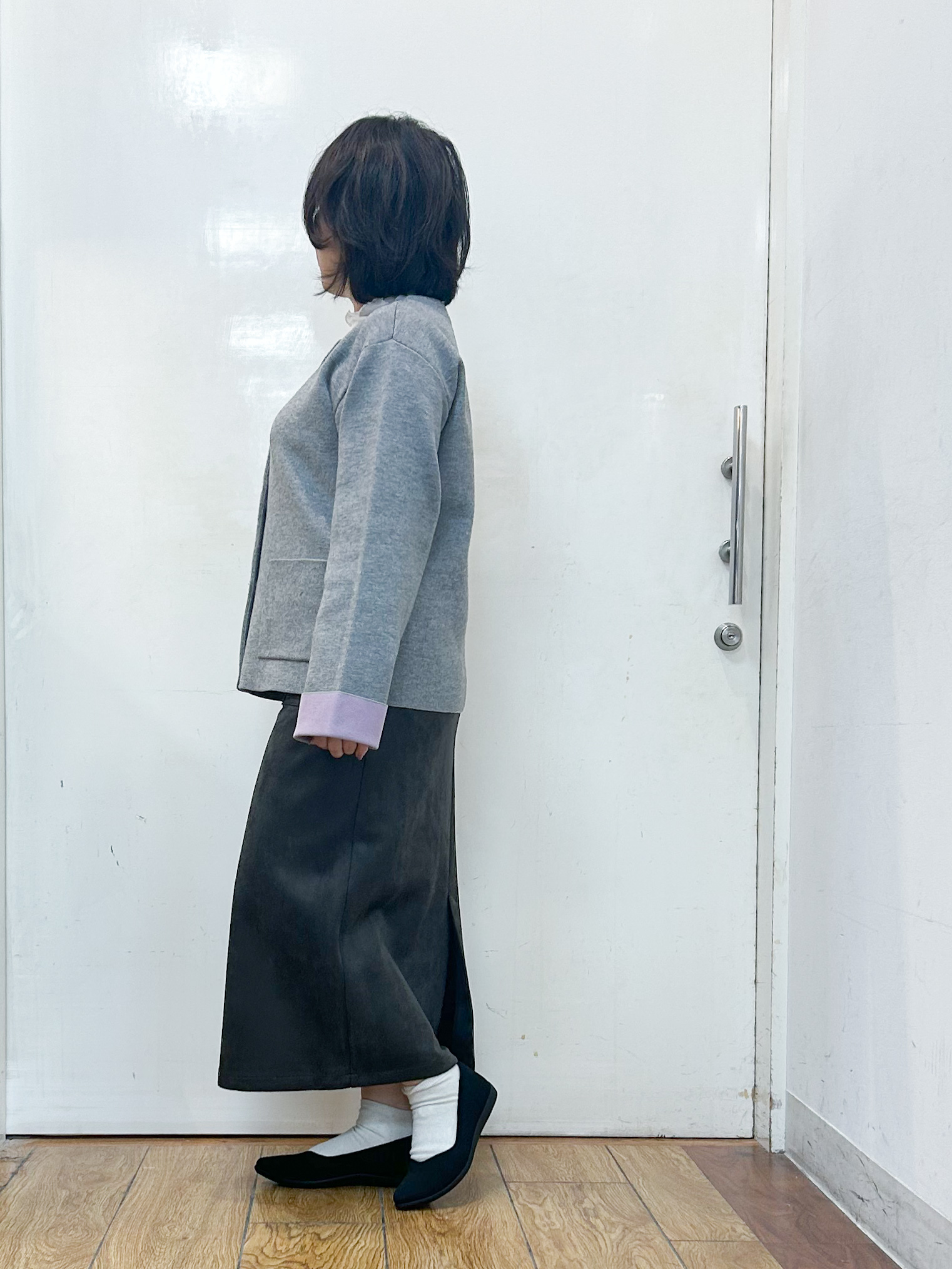 haruさんの「SHOO･LA･RUE｜【S-LL/洗濯機可/静電気防止】もちもち配色ダブルフェイスカーディガン」を使ったコーディネート
